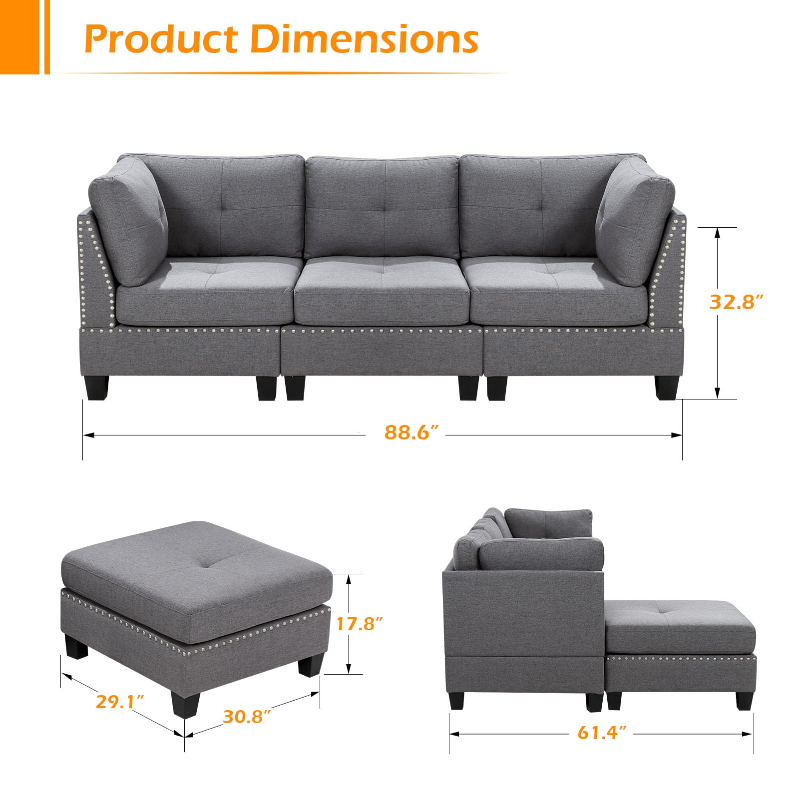 AECOJOY 13145GR-LS01 Sofas-Loveseats - View #2