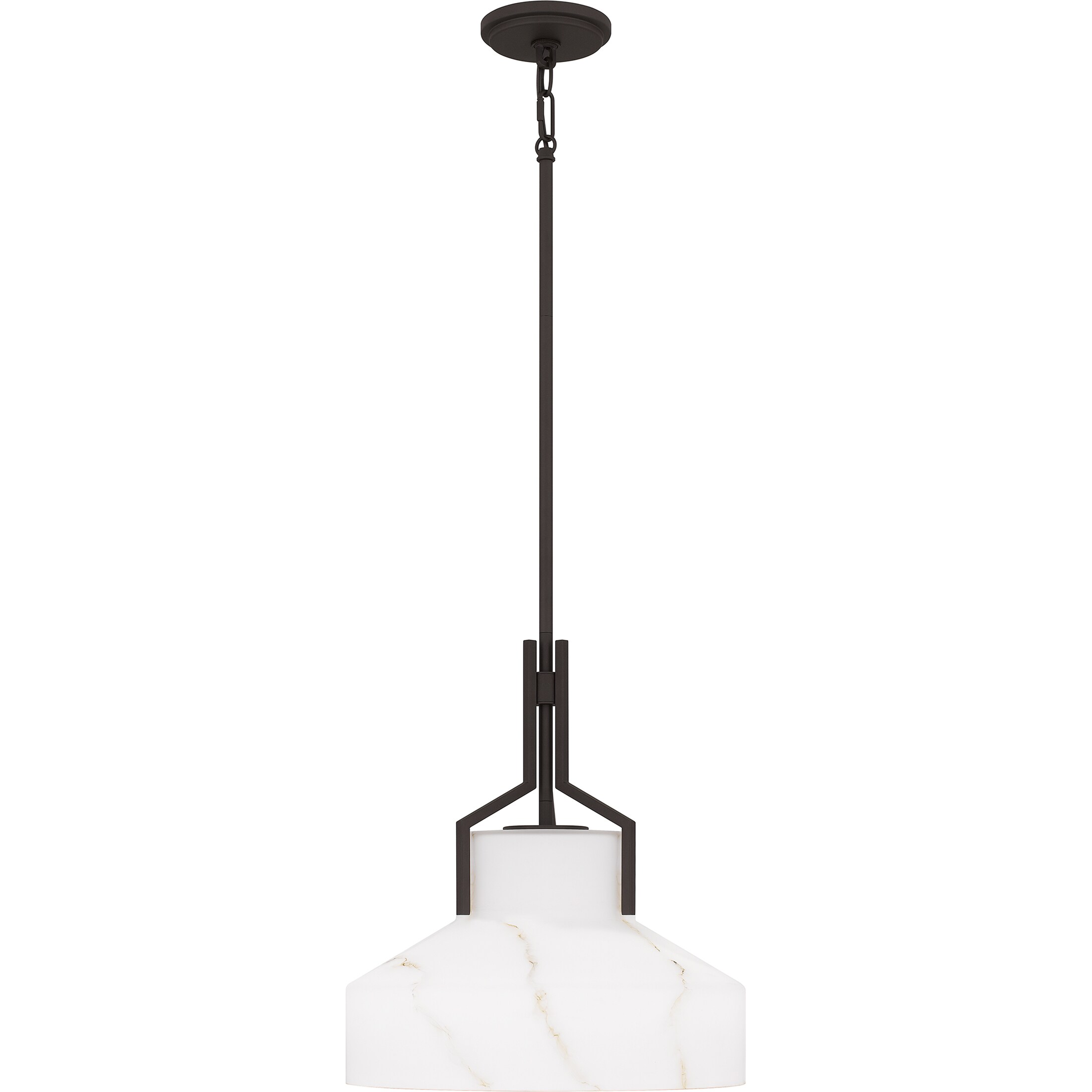 Brecken 16" Old Bronze Pendant Light with Alabaster Glass Shade