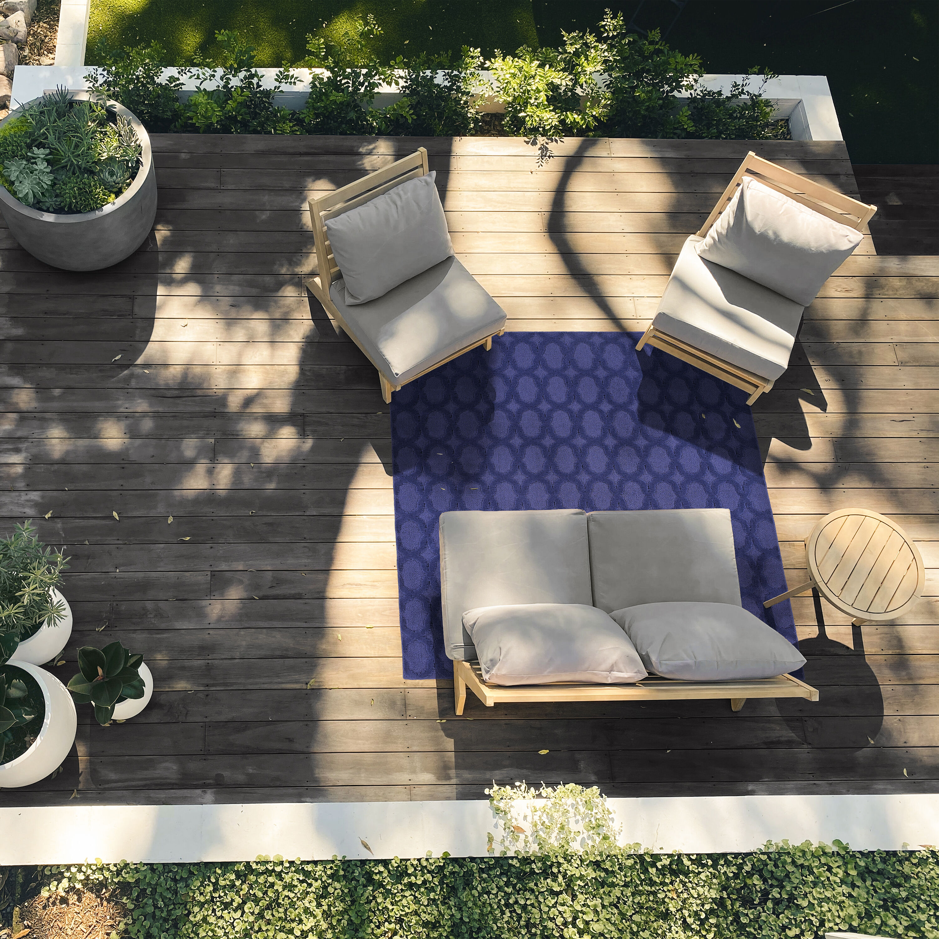 Garland Rug CL100M07207210 Garden Trellis 6 x 6 (ft) Tufted Polypropylene Navy Square Indoor/Outdoor Geometric Area rug