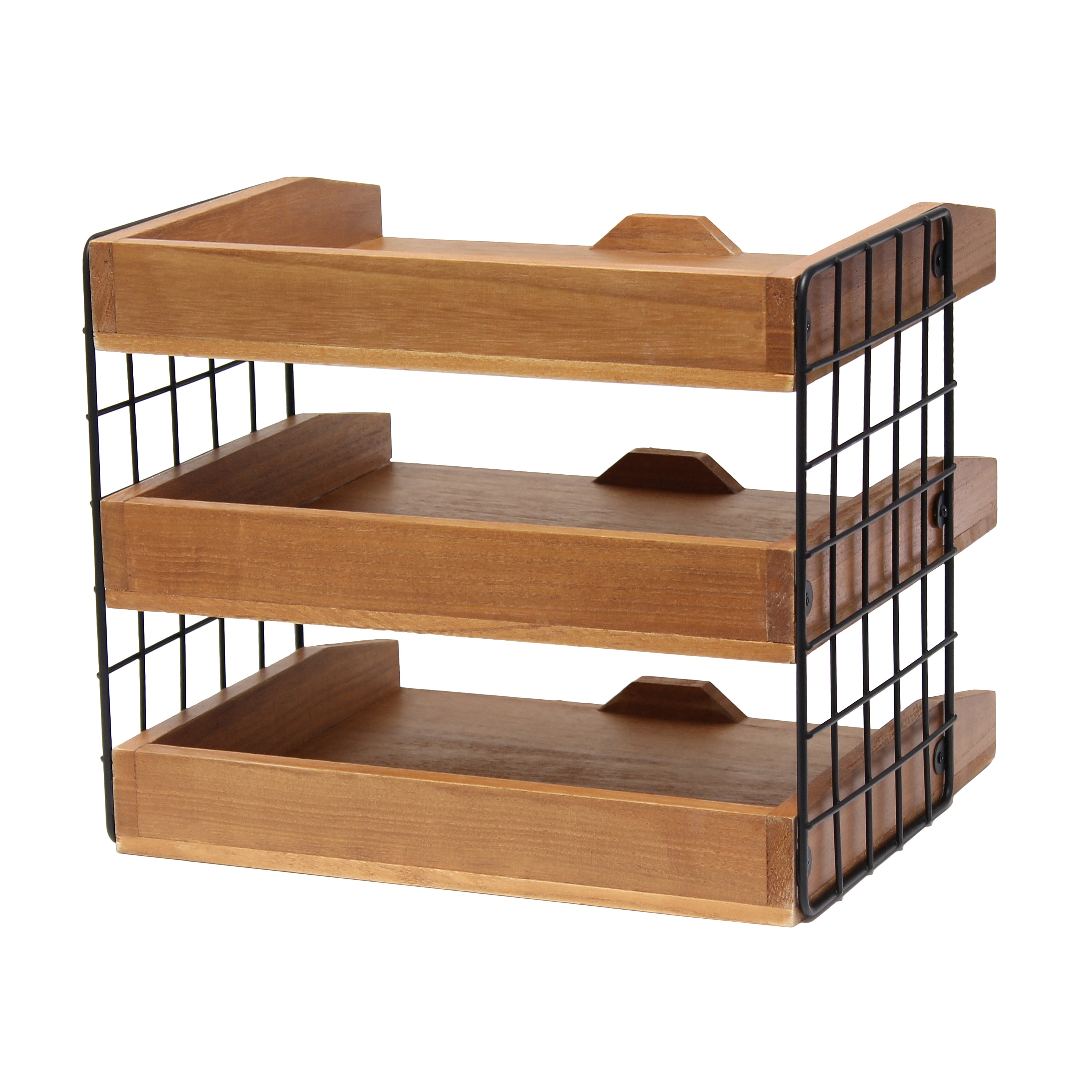 Dracelo 13 in. W x 6.7 in. D x 17.5 in. H 3 Tier Brown Wood