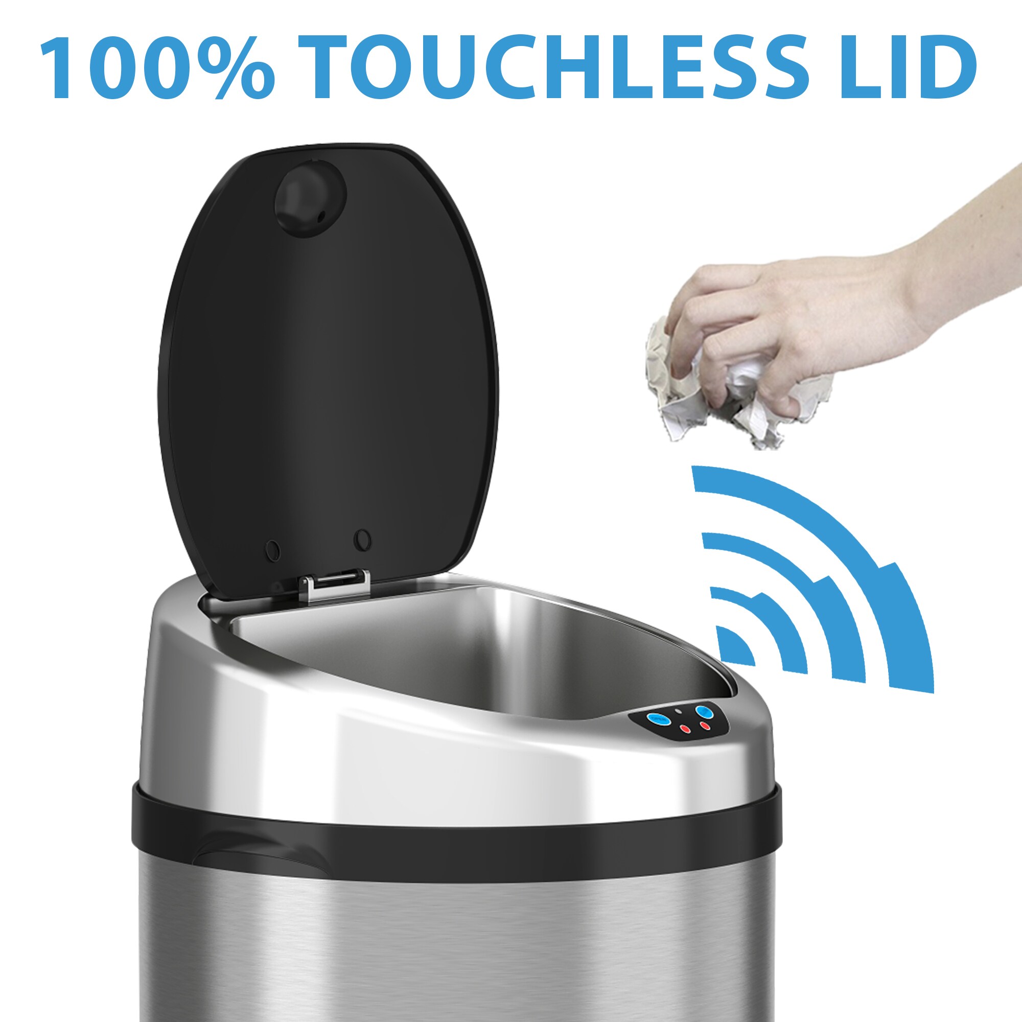 Itouchless Rolling Sensor Kitchen Trash Can With Wheels And