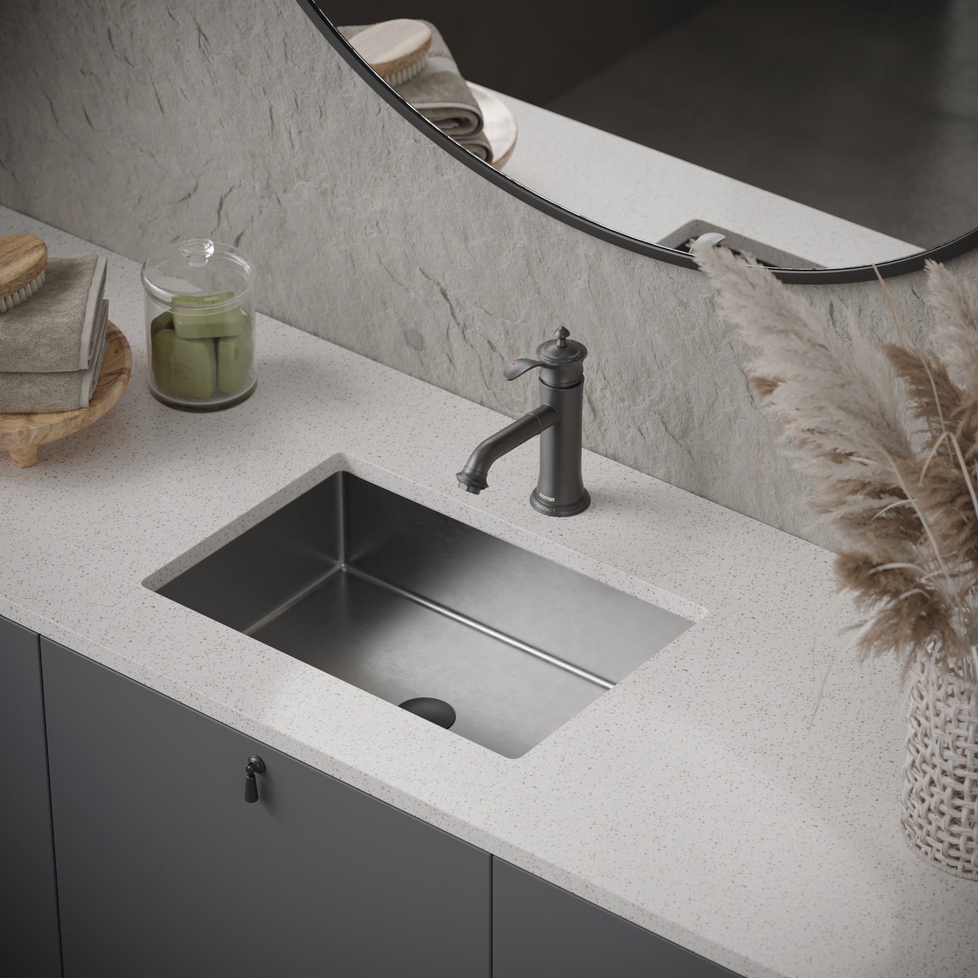Karran CCU300SS Stainless steel Undermount Rectangular Traditional Stainless Steel Bathroom Sink with Drain Included ( 21.63-in x 15-in )