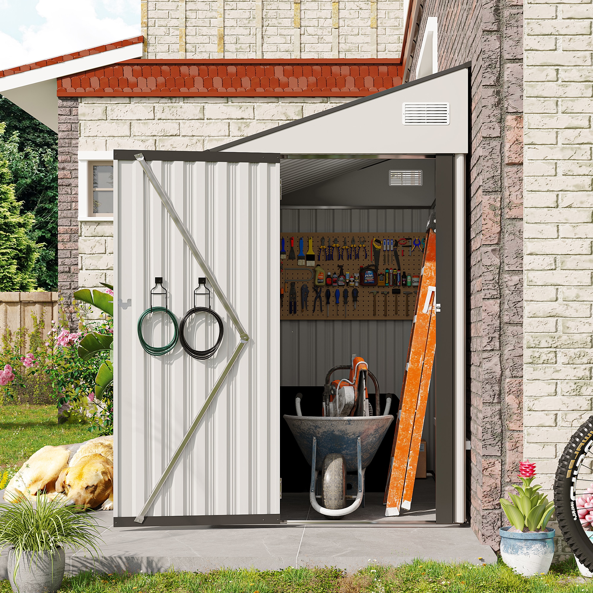 WELLFOR GIZHE758BN Metal-Storage-Buildings-Sheds - View #2