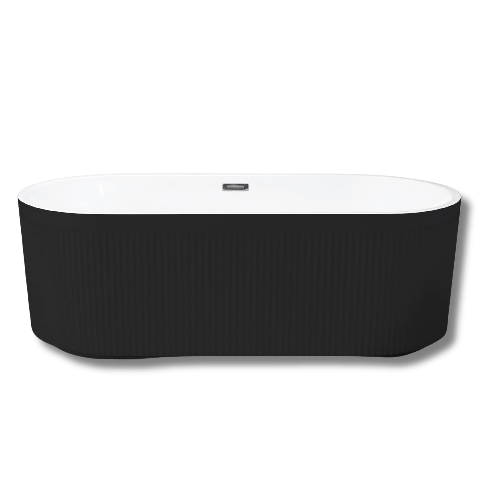 CASAINC CAS955W 30-in x 59-in Black Acrylic Oval Freestanding Soaking bathtub with Drain ( Center Drain )