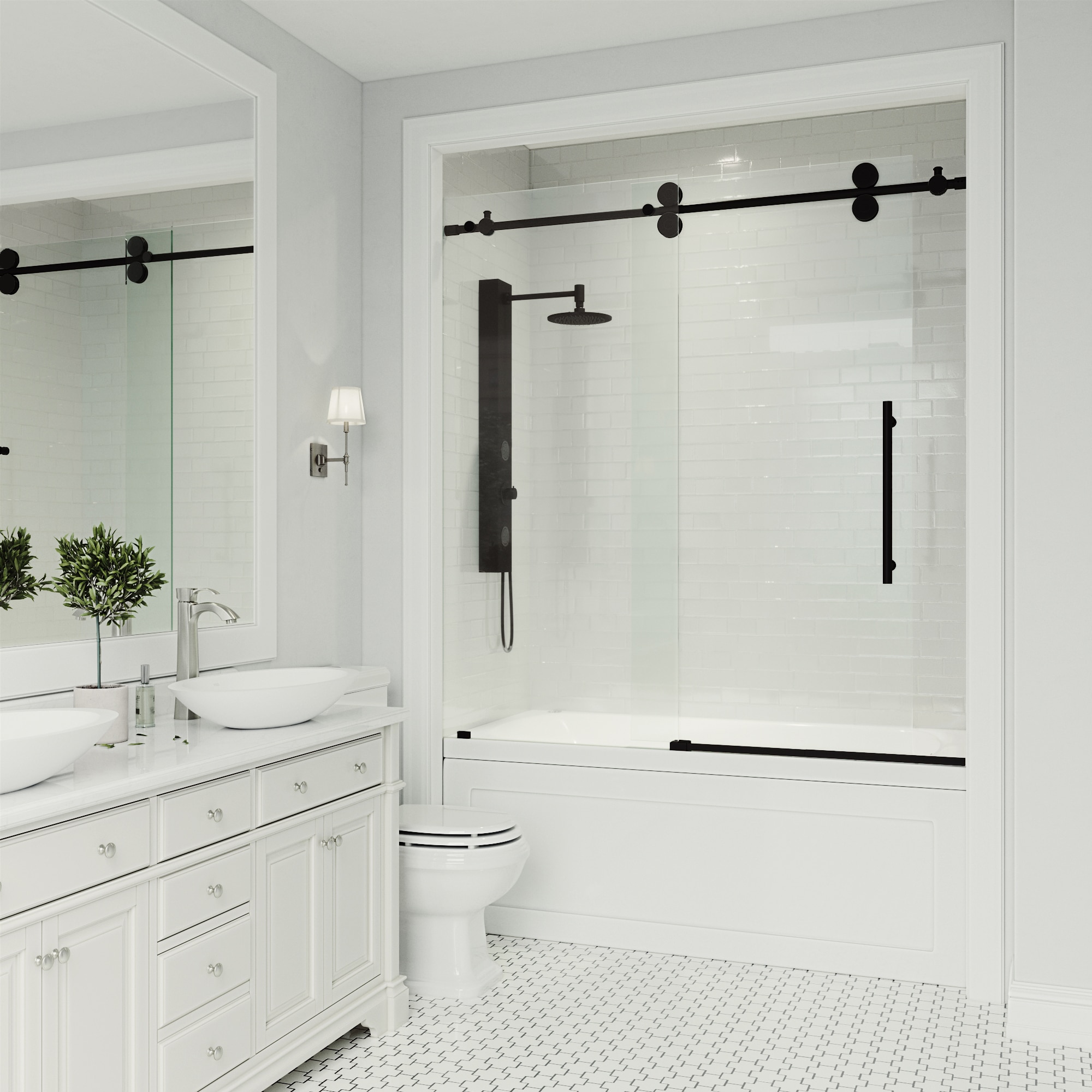 VIGO VG6041MBCL6066 Elan Matte Black 56-in to 60-in W x 66-in H Frameless Sliding Bathtub door