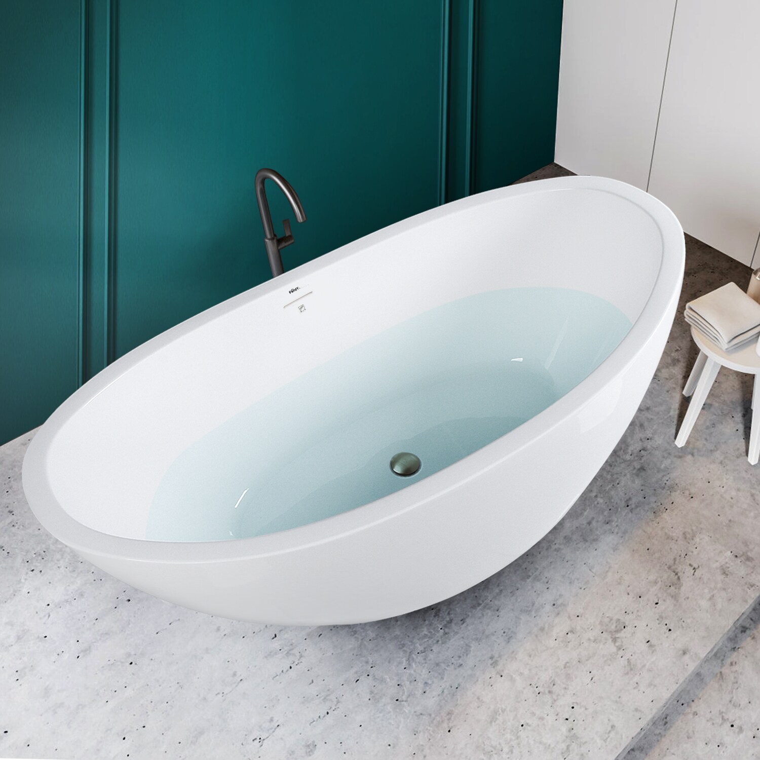 Naha 67" Glossy White Acrylic Freestanding Soaking Bathtub
