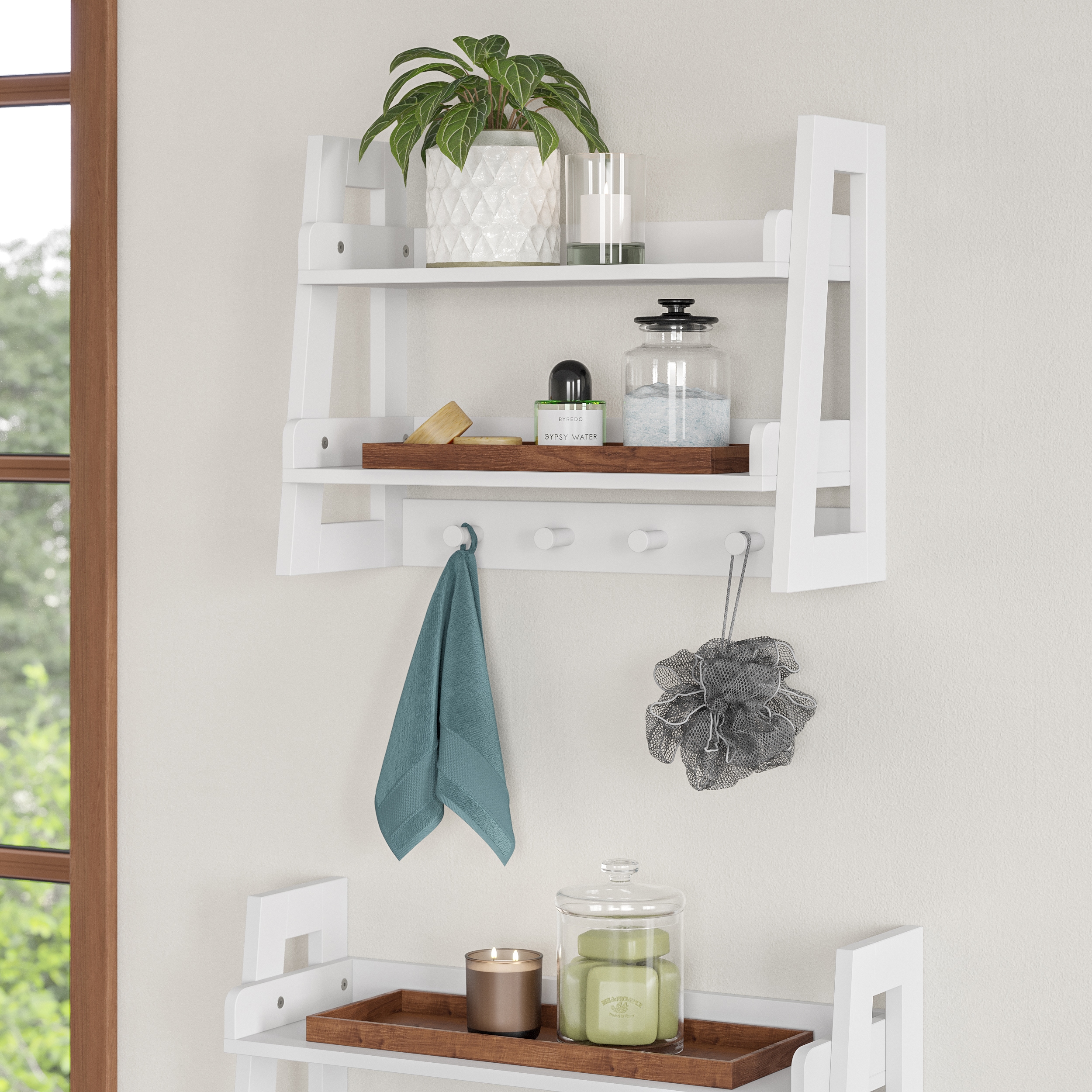 Bathroom Shelf, Storage Rack for Small Space, Total Load Capacity 220 lb Silver