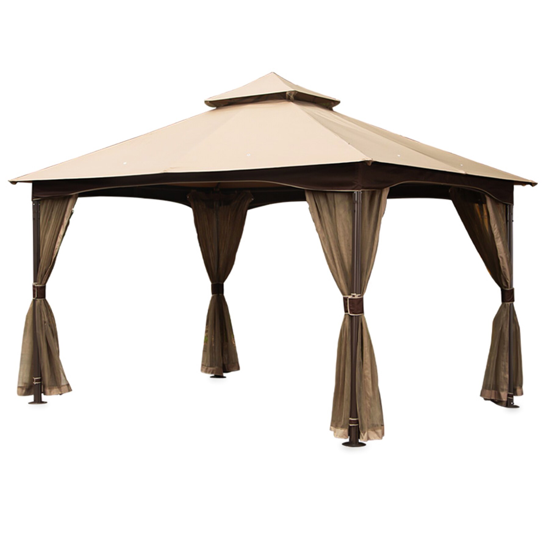 BANSA ROSE BLZJLY041724 9-ft x 13-ft Bronze Frame Structure Rectangle Grill Gazebo with Soft top Roof (Screen Included)