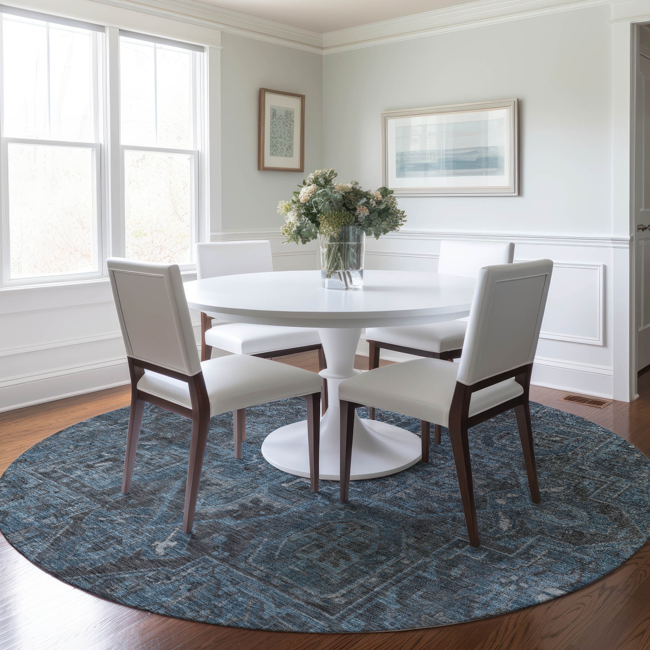Addison Rugs ACN571NA8RO Chantille ACN571NA 8 x 8 (ft) Polyester Navy Round Indoor/Outdoor Oriental Machine washable Area rug