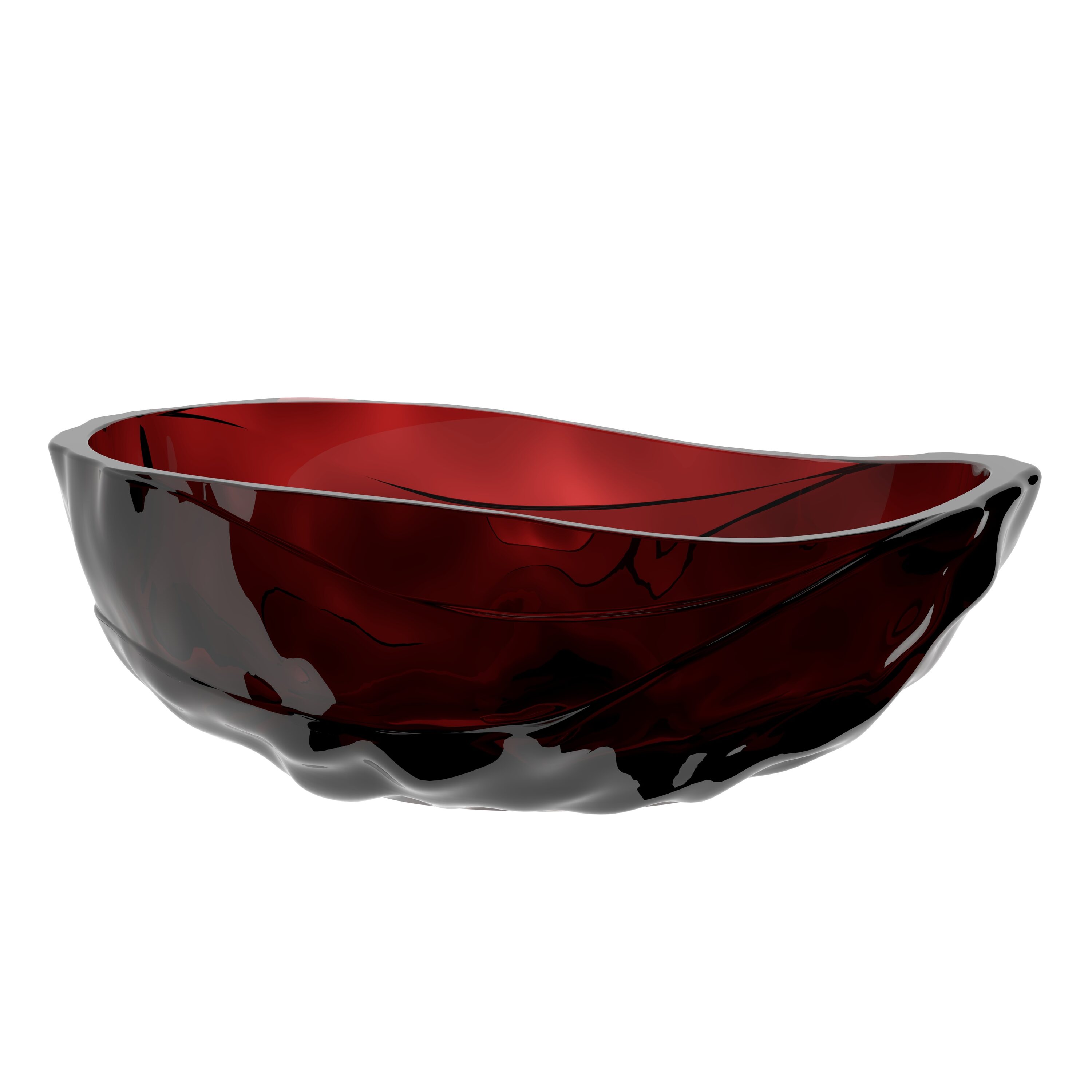 LIVACA 67 inch Red Polished Solid Surface Freestanding Soaking Bathtub with Premium Acrylic Resin Construction