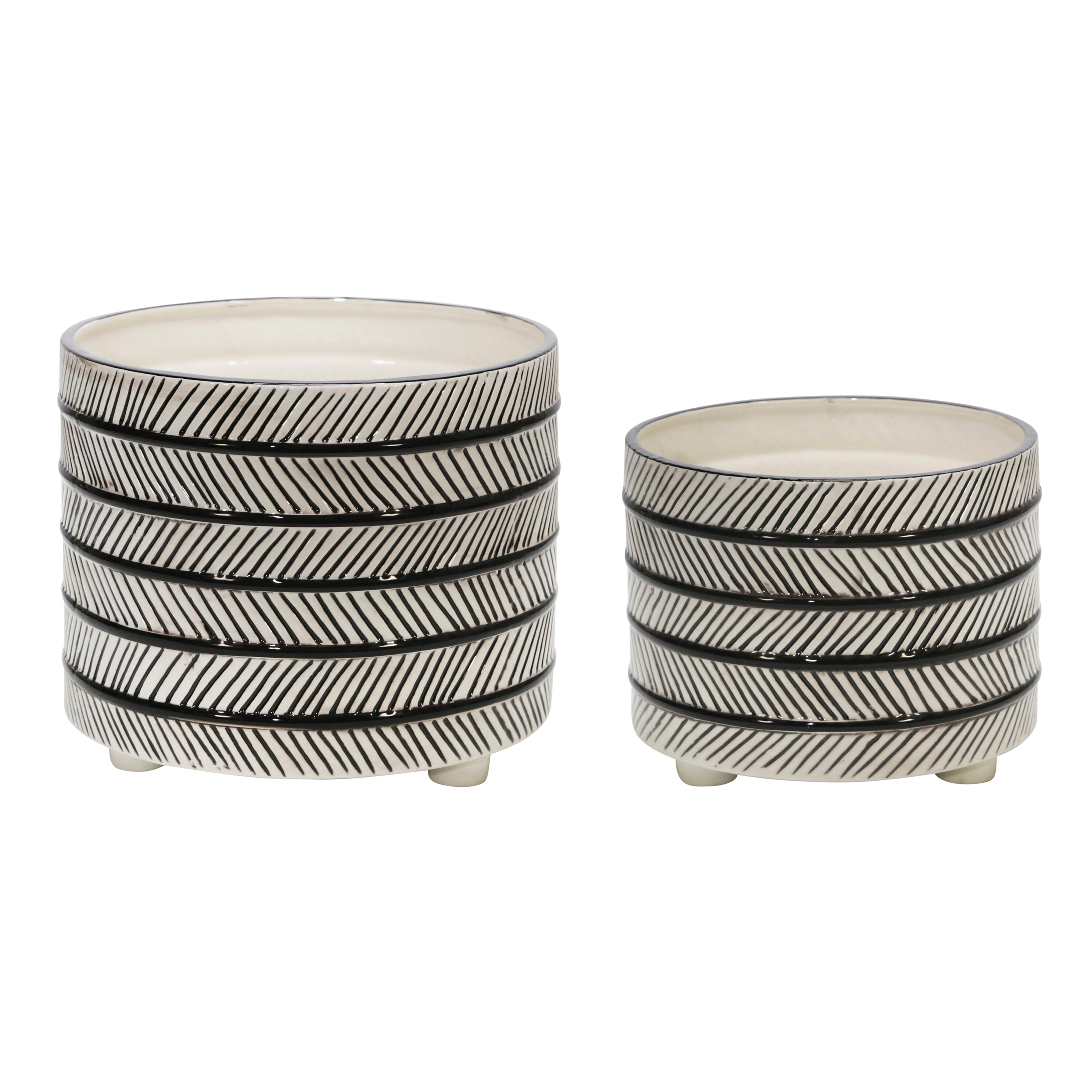 Sagebrook Home 15064-06 Round 12.0-Inches W Medium Gray Ceramic Indoor/Outdoor Planter