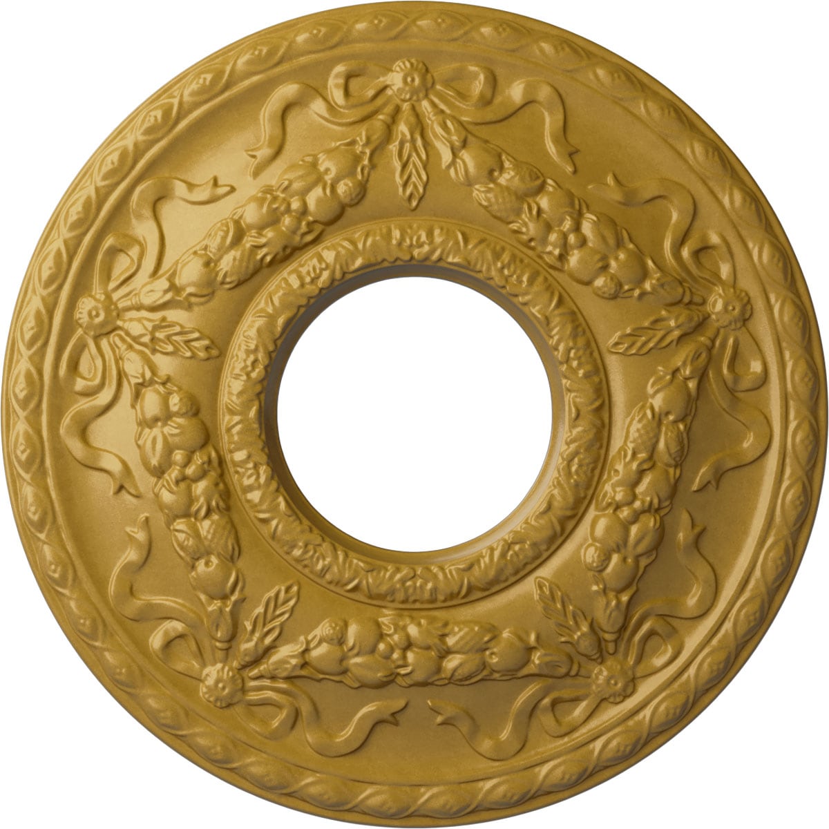 Ekena Millwork CM26HUIGS Hurley 22.125-in W x 22.125-in L Painted Iridescent Gold Polyurethane Whole Ceiling Medallion