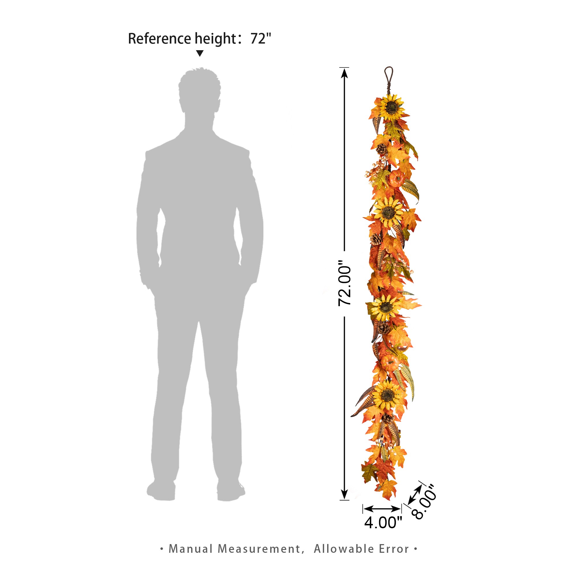 Glitzhome 2030200011 Artificial-Thanksgiving-Wreaths - View #3