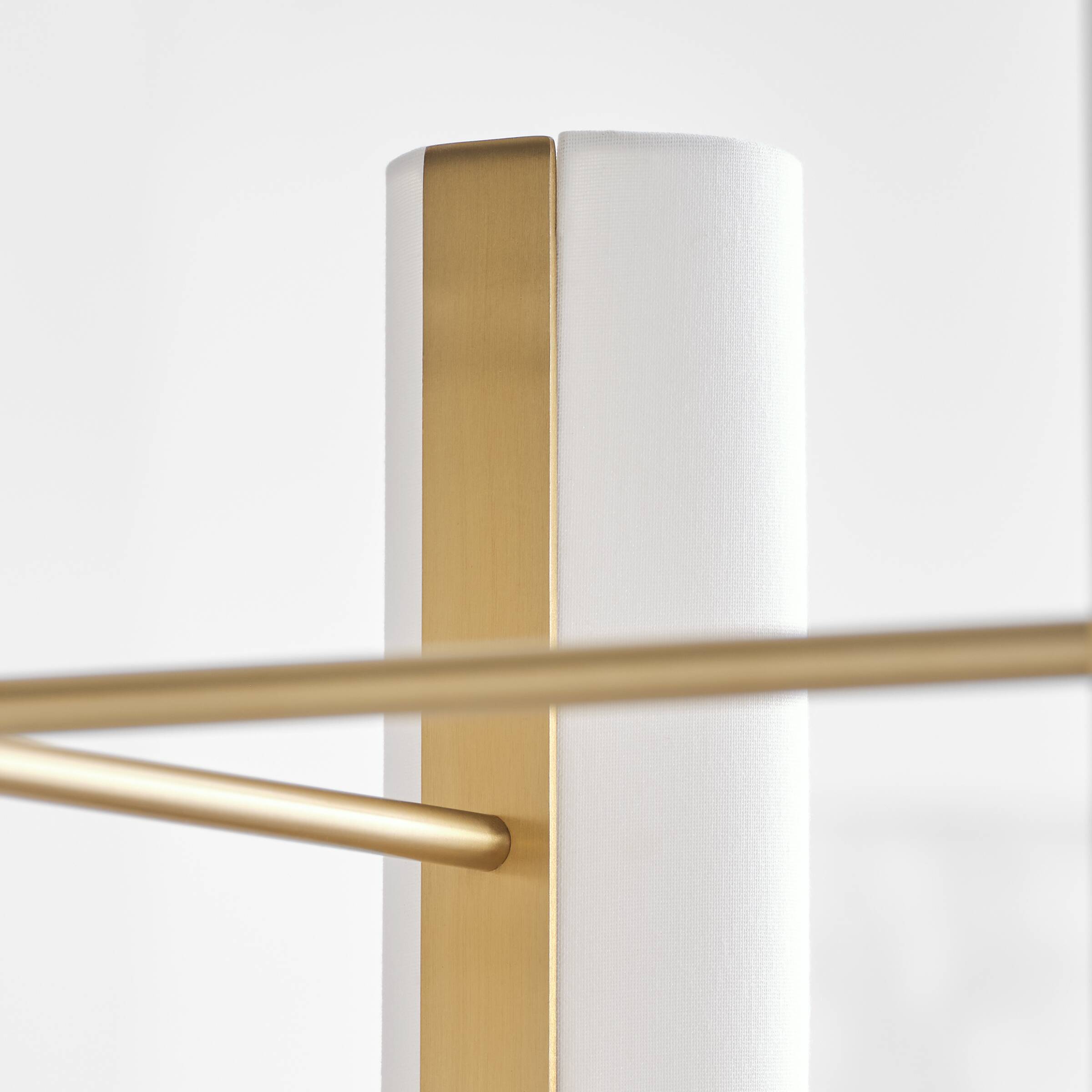 Satin Brass 8-Light Chandelier with White Linen Shades