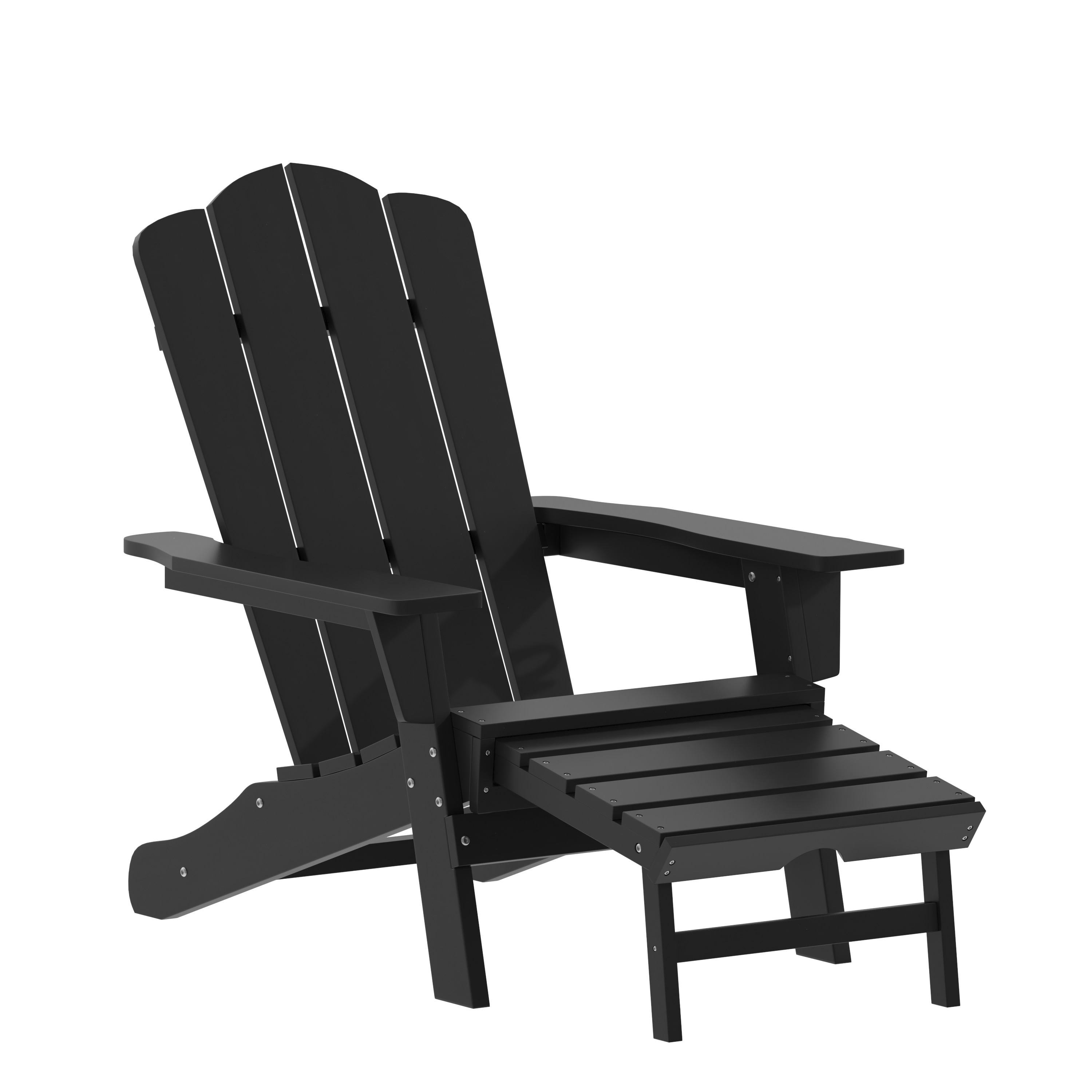 Taylor Logan Hedley Set of 2 Black Plastic Frame Stationary Adirondack Chair with Solid Seat