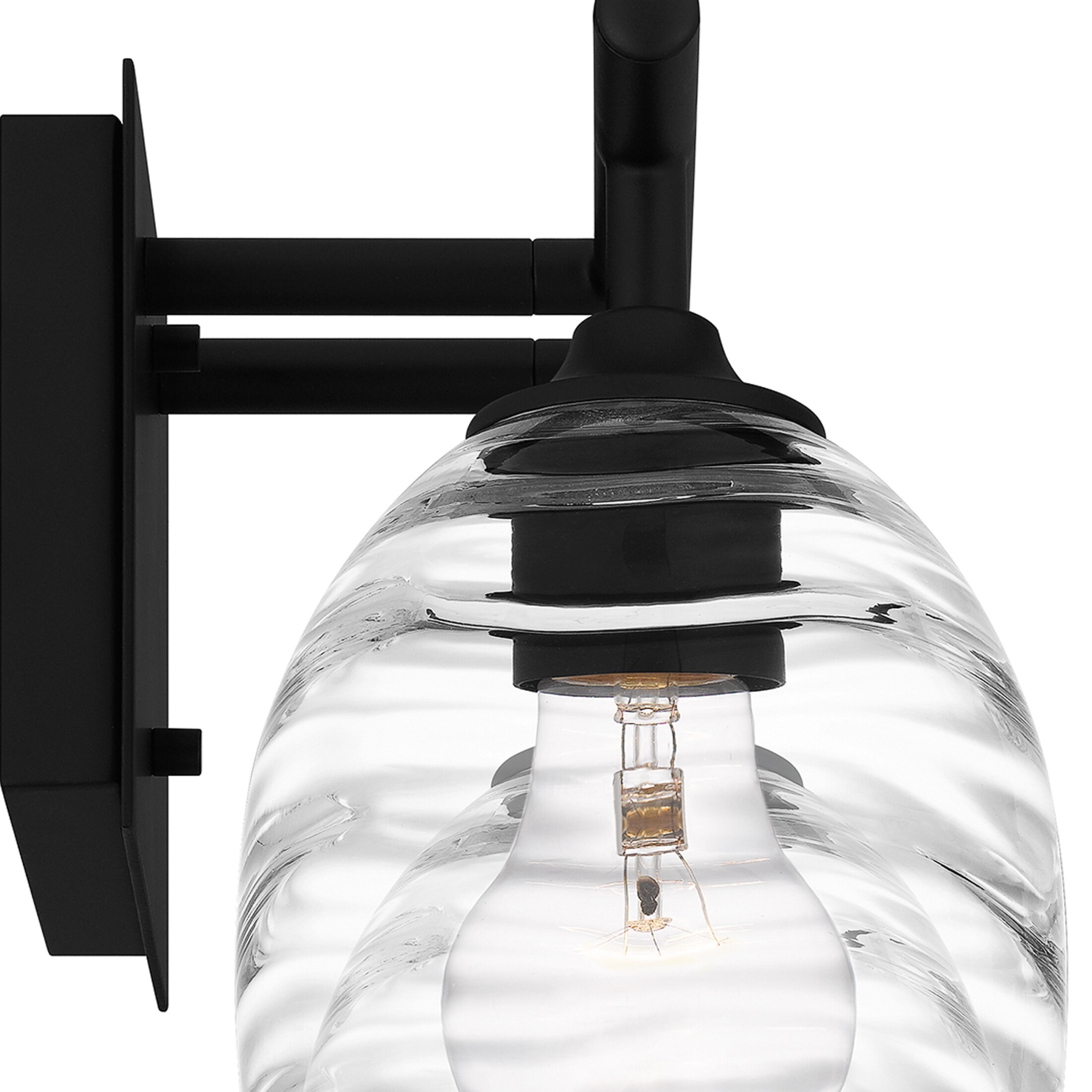 Lucy Matte Black 2-Light Vanity with Clear Optic Glass Shades