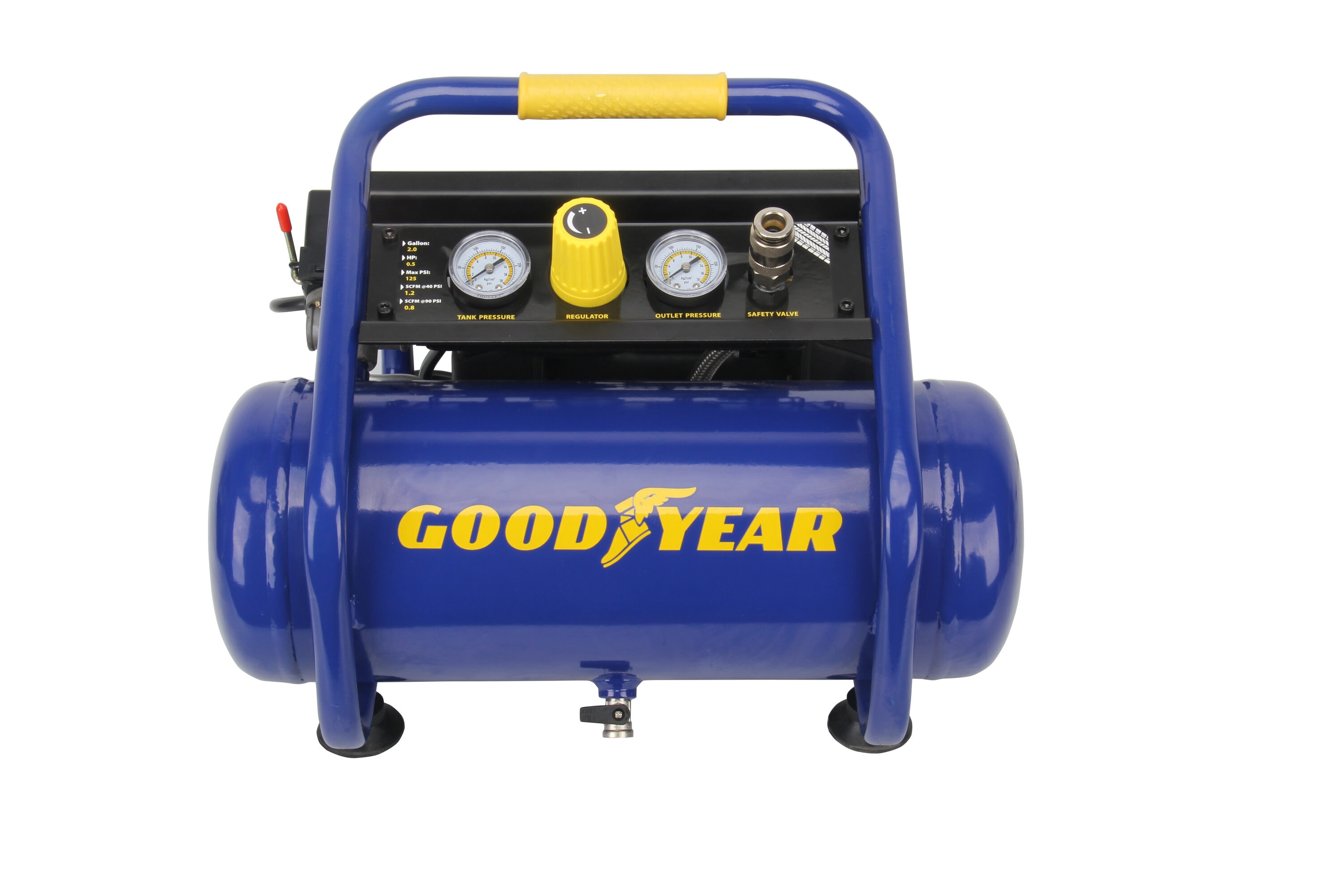 Goodyear - Compresor aerógrafo 210 litros/minuto. 24 litros caudal  aspirado. 2.800 RPM. Presión nominal 8 bares. Kit compresor incluido