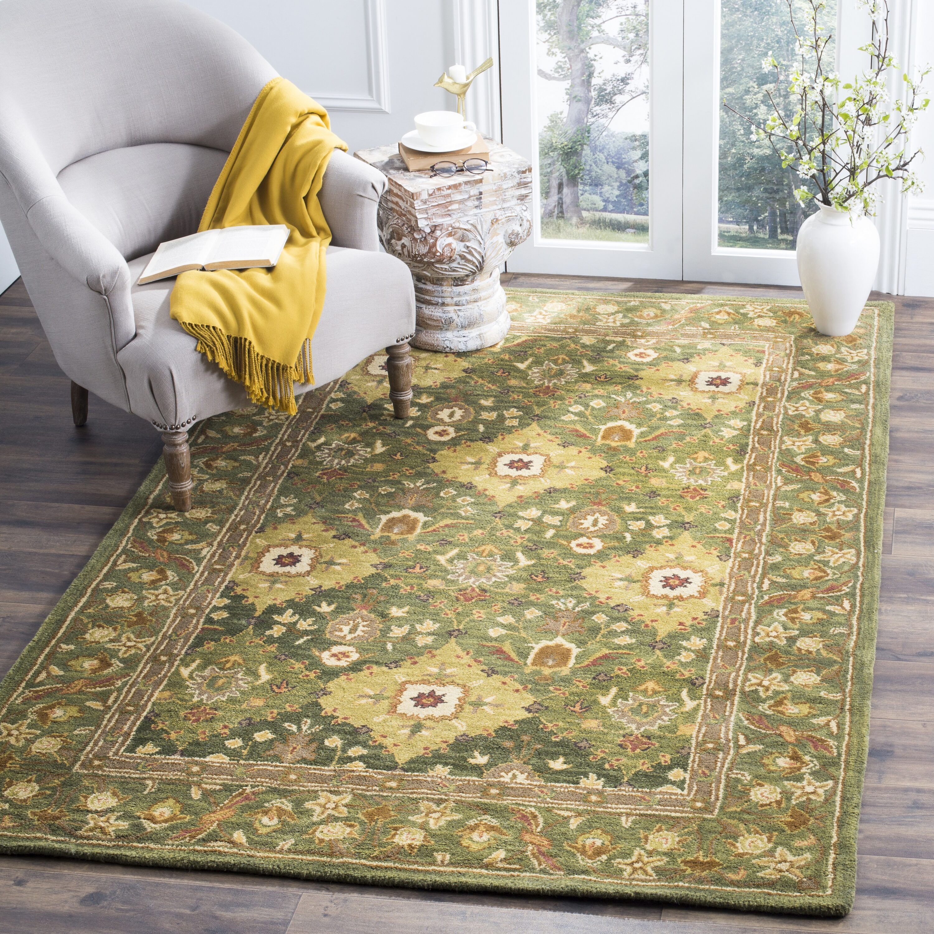 Olive Hand-Tufted Wool Persian Style Area Rug 2'3" x 4'