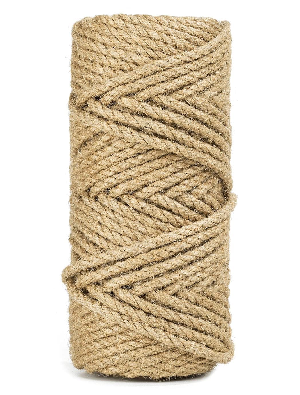 DYRCJ  100 Feet 5mm Natural Jute Twine Heavy Duty Hemp Rope for DIY Arts Crafts Gardening Bundling Home Decorating Cat Scratching Post