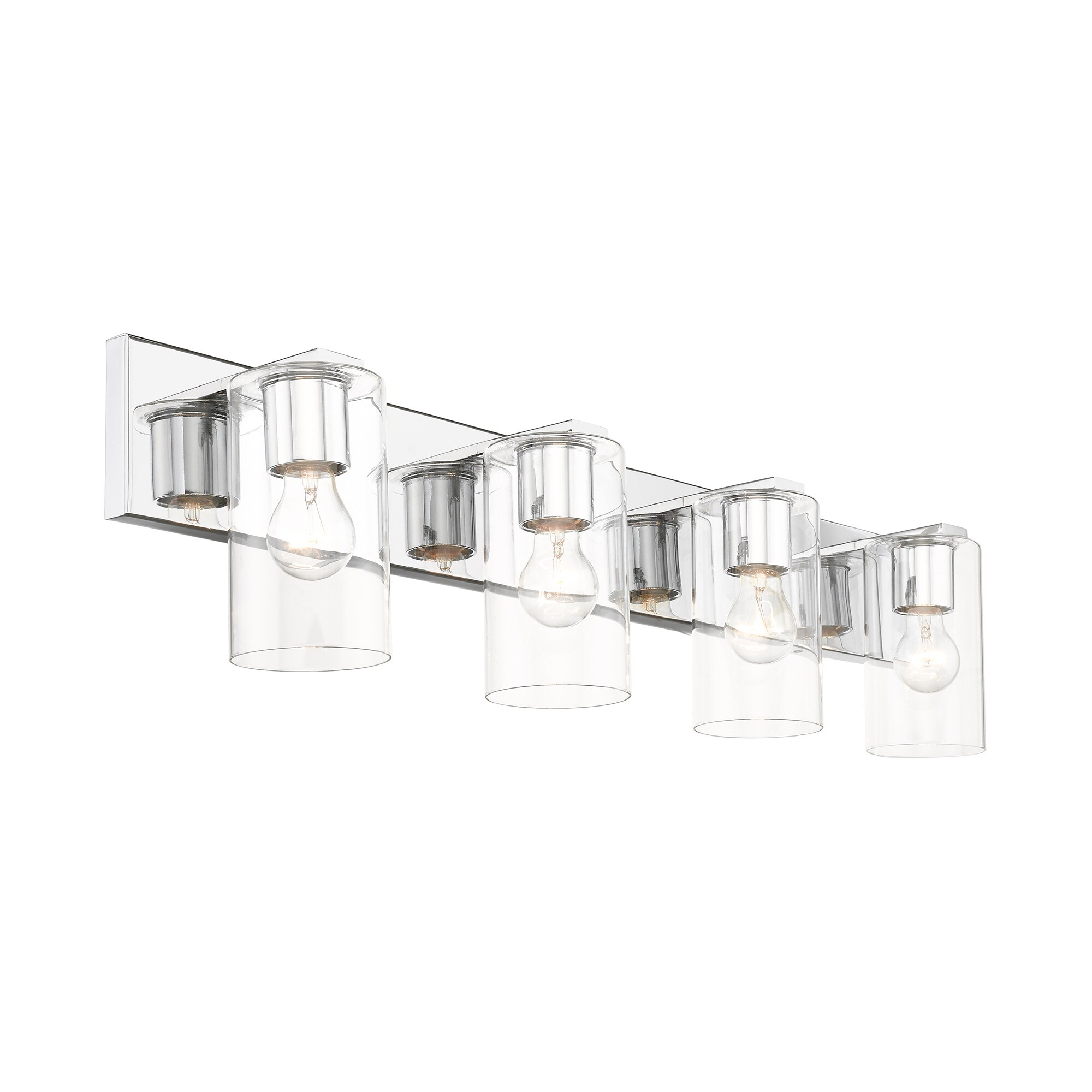 Zurich 4-Light Polished Chrome Vanity with Clear Glass