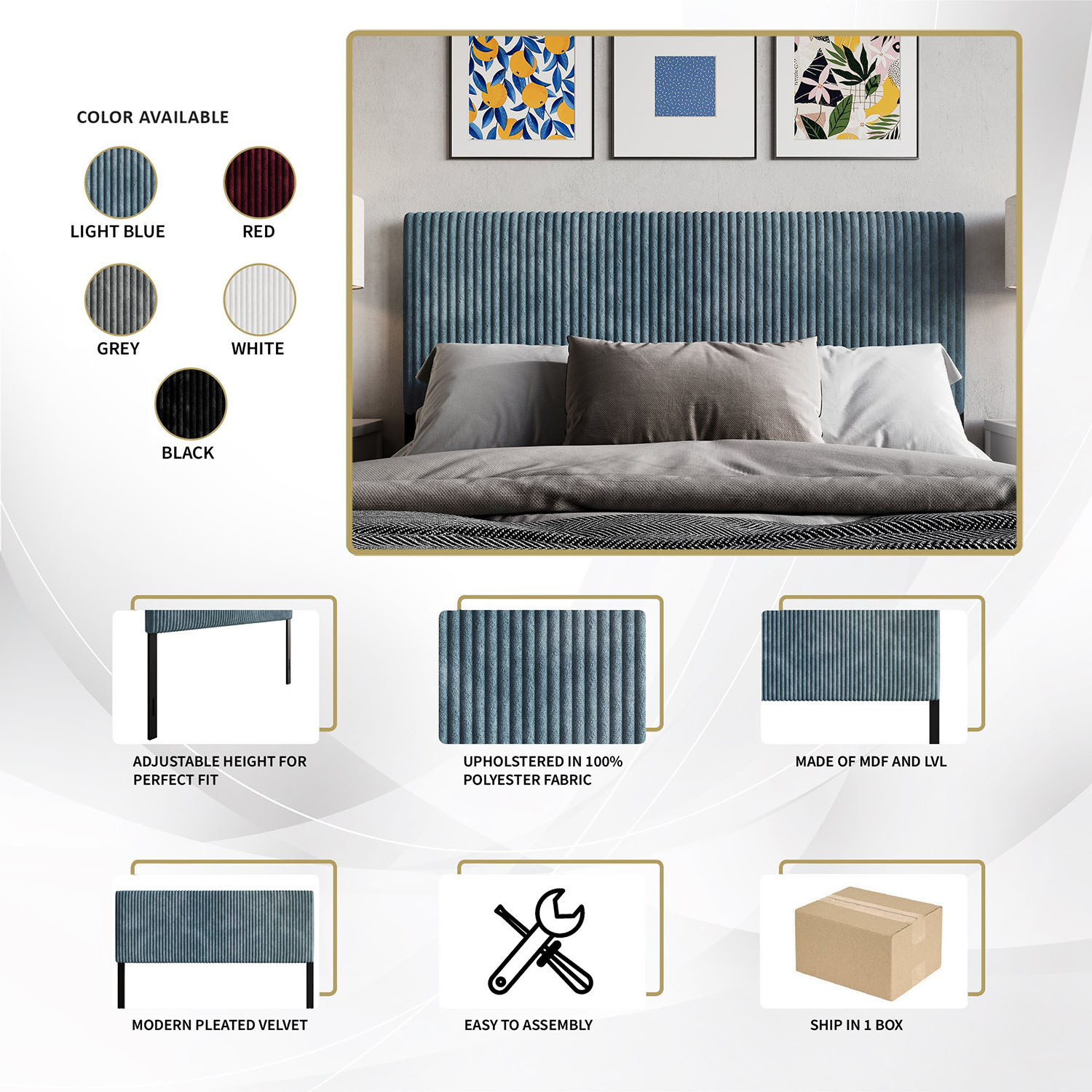 ChaletPosh C8532TUHB-WT-VV Upholstered-Headboards - View #7