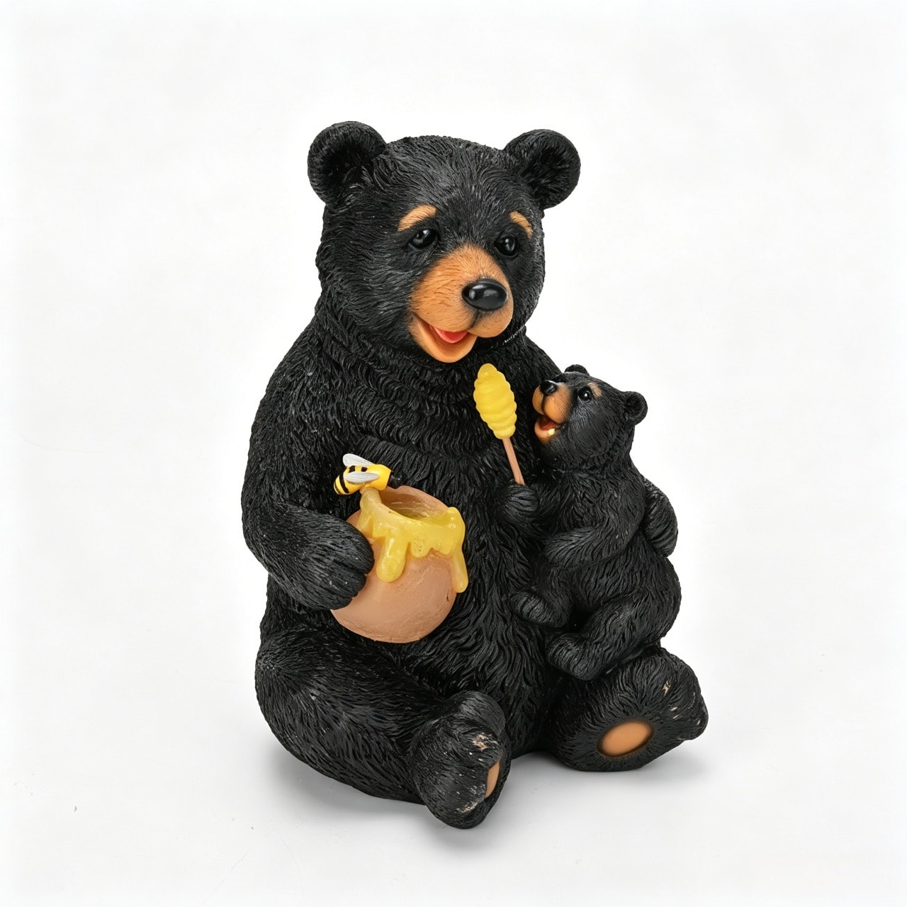 GIGALUMI - 9 in H  6 in W Solar Mother and Child Bears Statue for Patio Outdoor Garden Bear Decor...