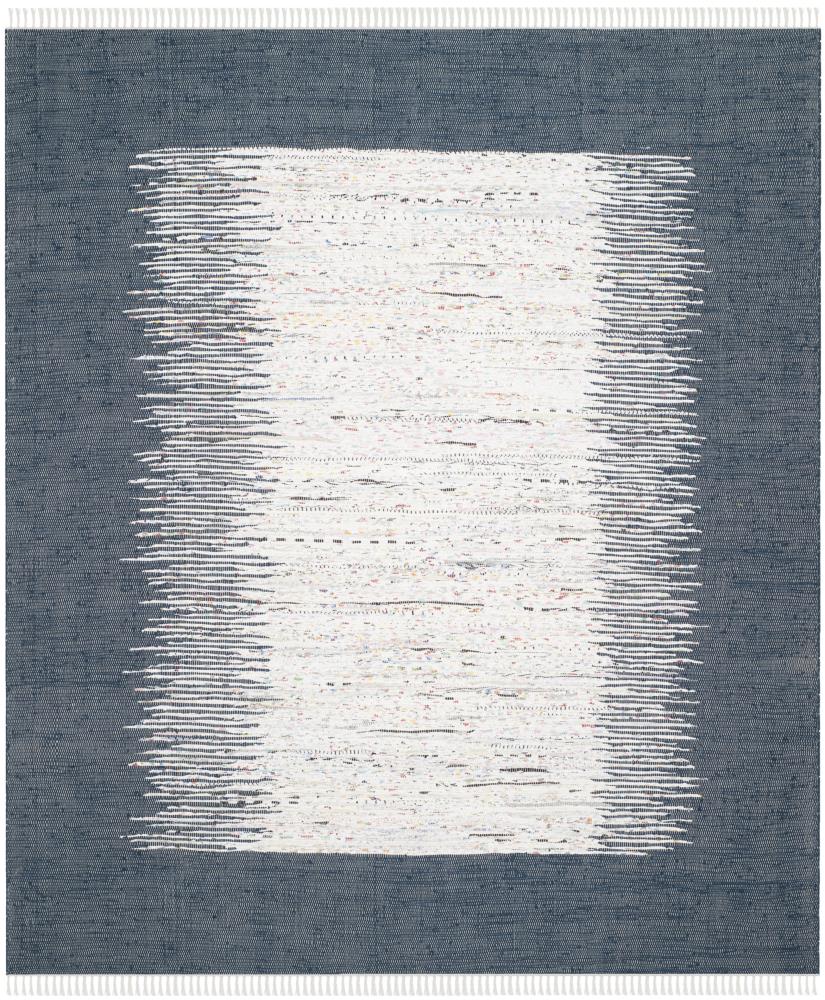 Safavieh MTK711L-6 Montauk Keeling 6 x 9 (ft) Cotton Ivory/Navy Rectangular Indoor Border Coastal Area rug