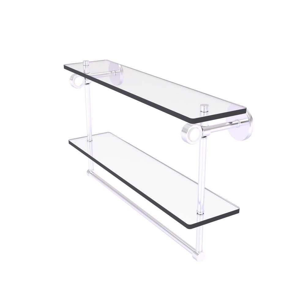 Allied Brass CV-2TBG-22-SCH Clearview Satin Chrome 2 -Tier Wall mount Bathroom Shelf ( 22-in x 12.8-in x 5-in )