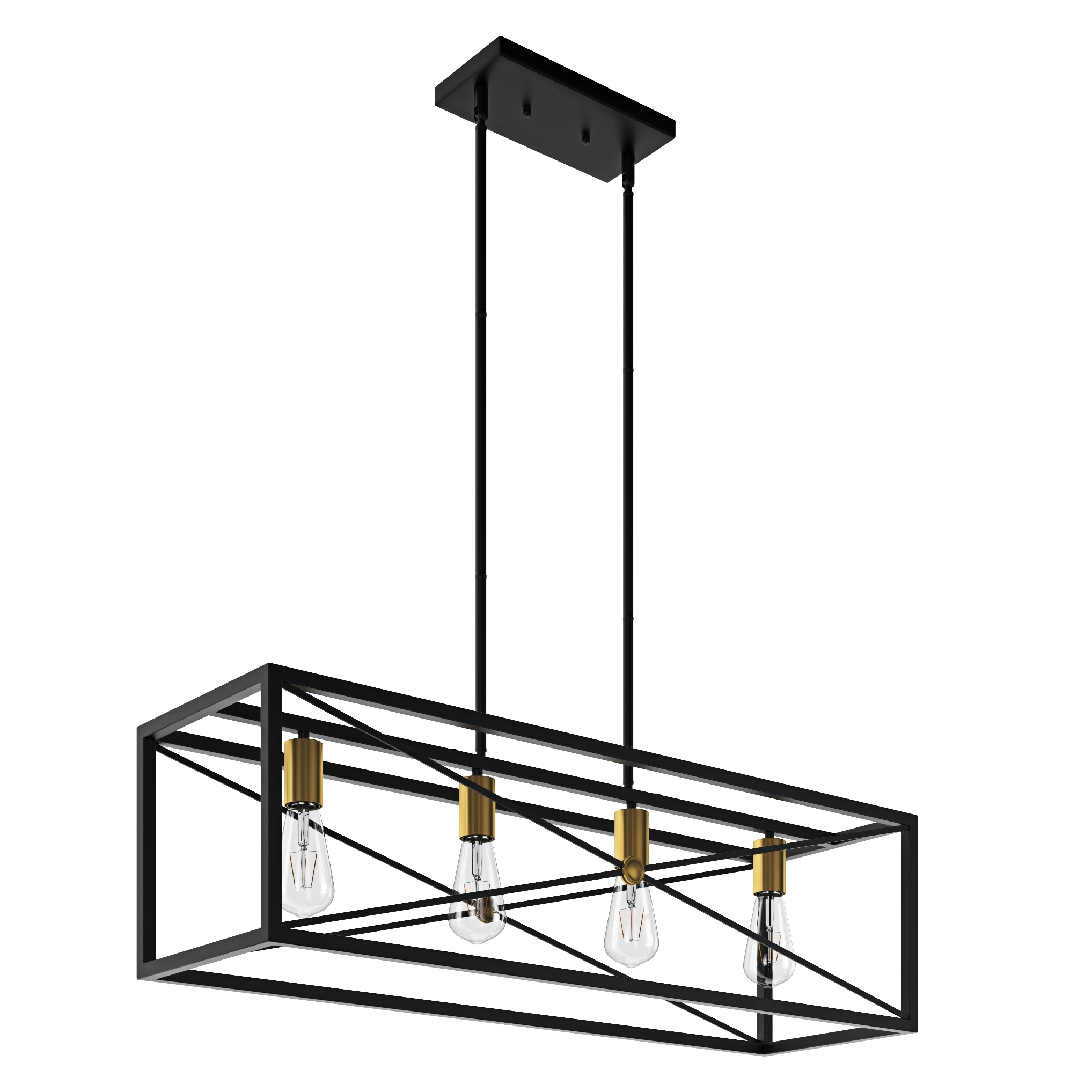 Matte Black Metal 4-Light Kitchen Island Pendant
