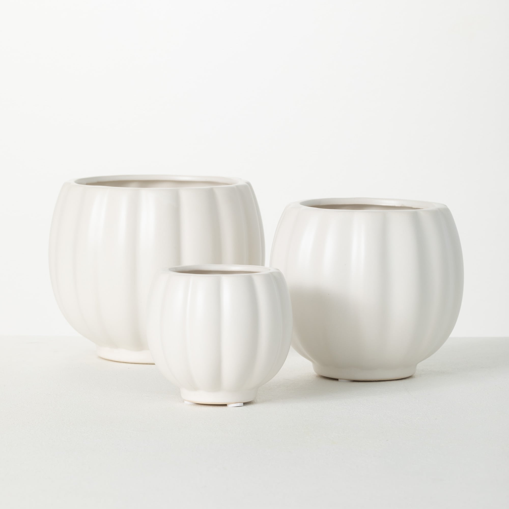 Sullivans CM2993 3 -Pack Round 5.0-in W Small White Ceramic Indoor Planter