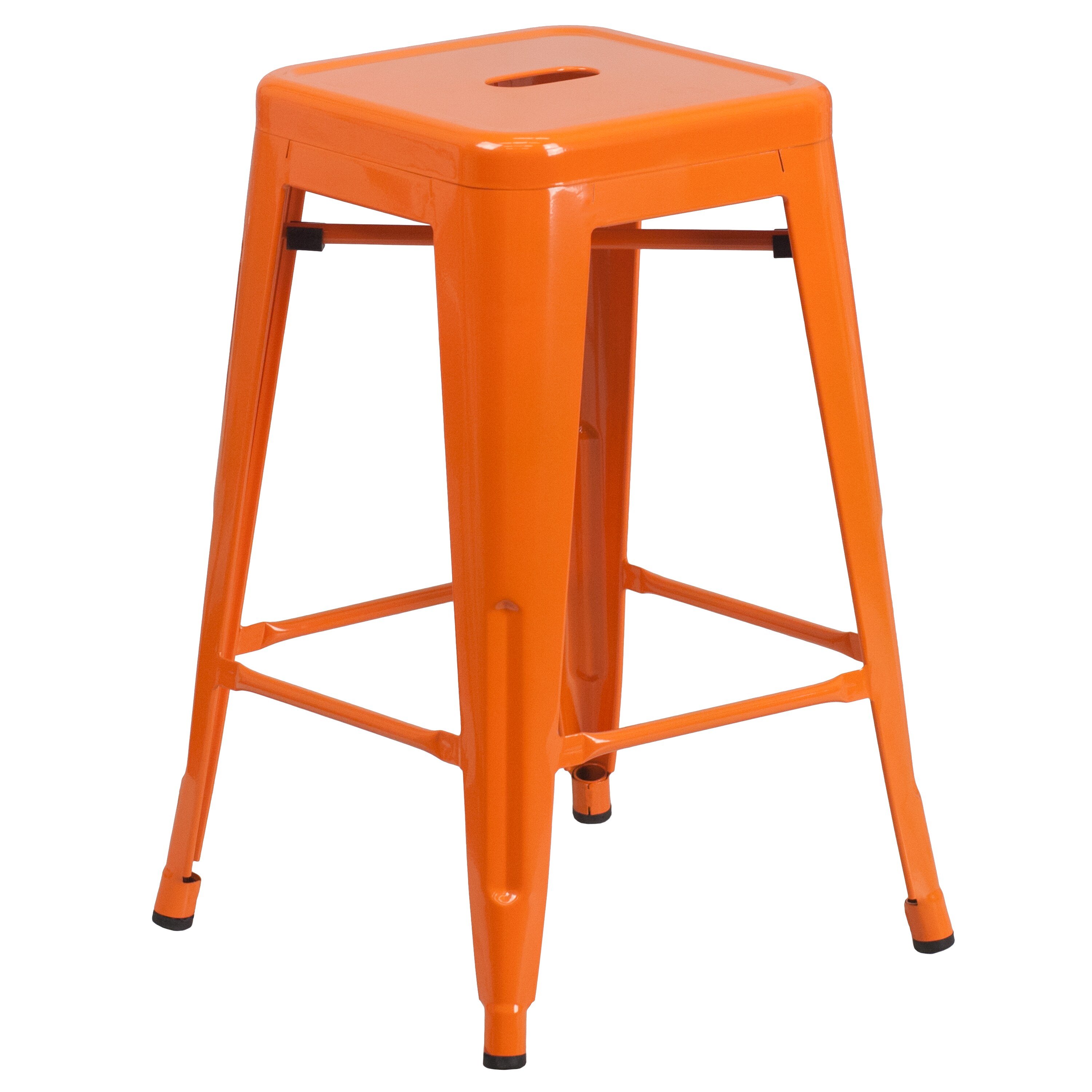 orange metal stools