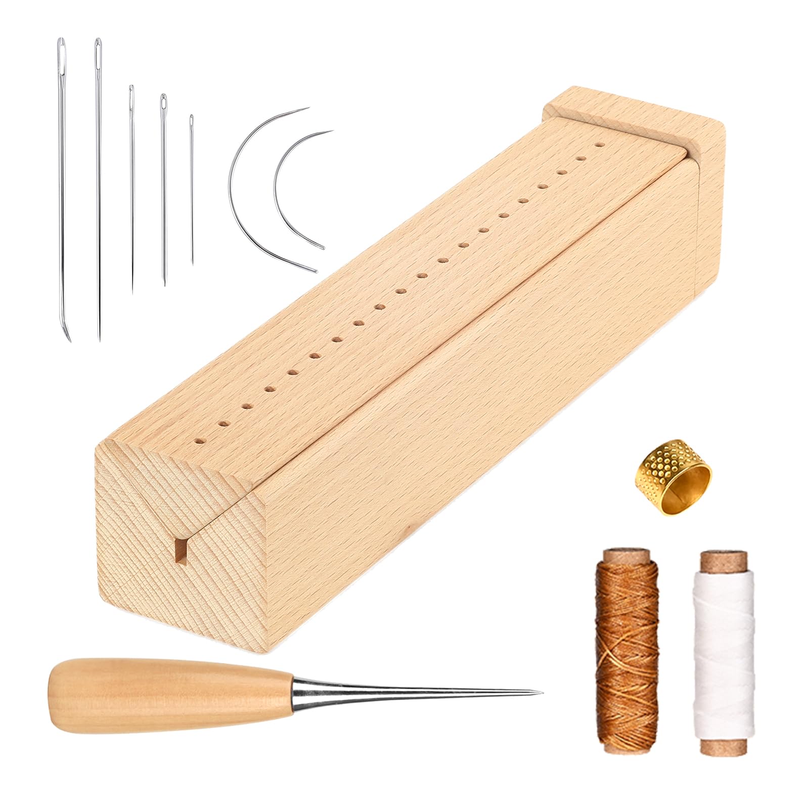 Linder Group Inc Beech Wood Book Binding Kit with Awl Durable Bookbinding Cradle for Hole Punching Easy to Use Lightweight Portable Bookbinding Supplies for DIY