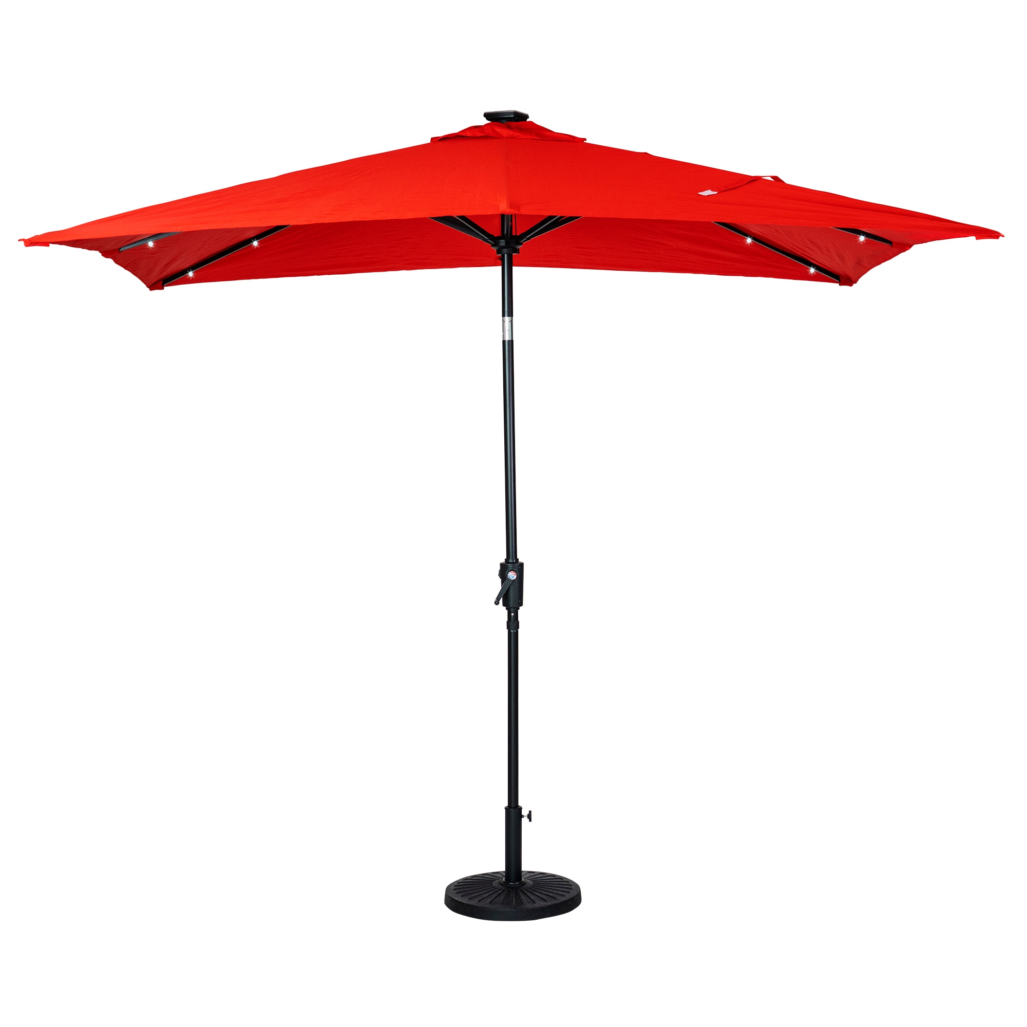 Sun-Ray 8L1025RR 9-ft Aluminum Red Market Patio Umbrella with Lights