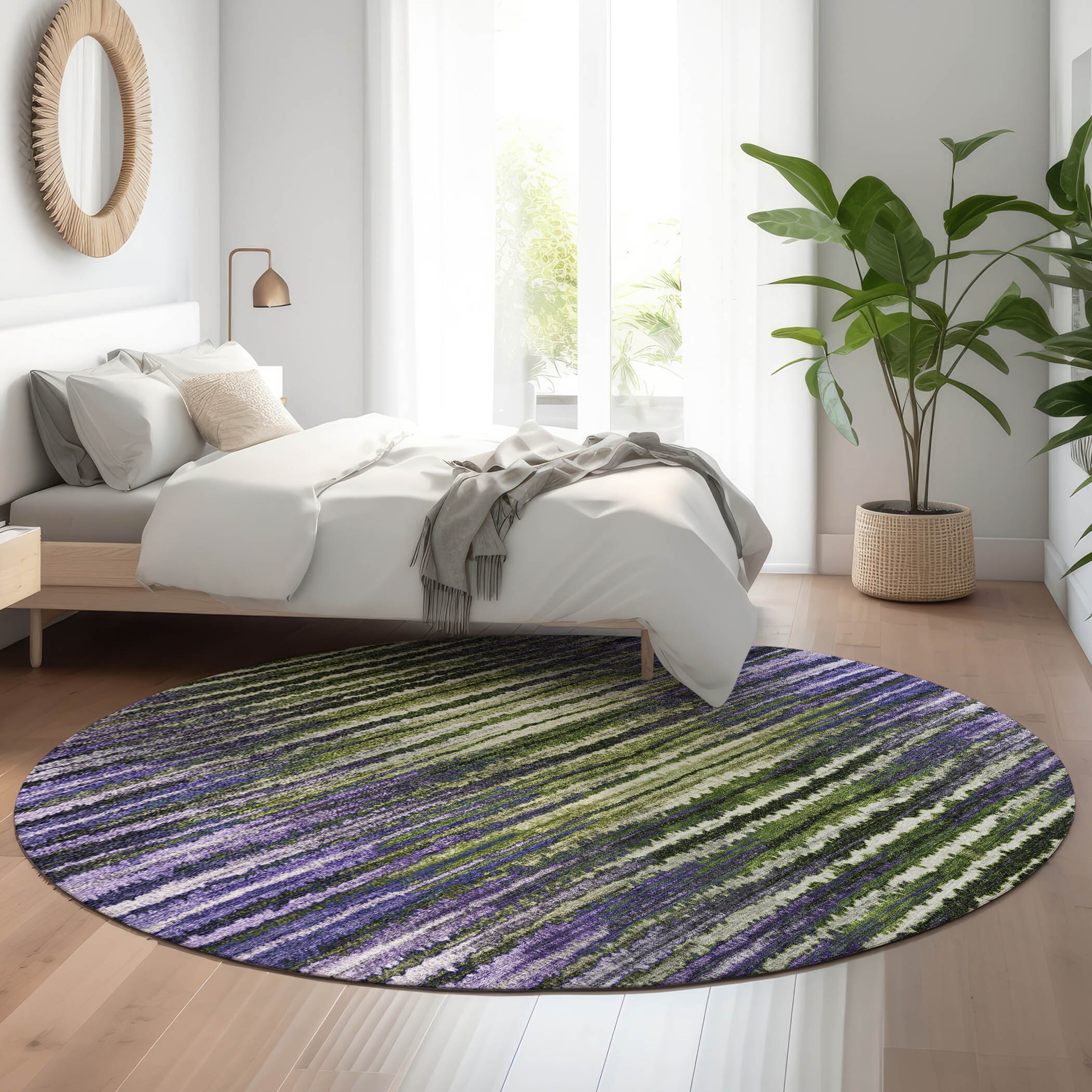 Addison Rugs AMF604PP8RO Mayfield AMF604PP 8 x 8 (ft) Loomed Purple Round Indoor Geometric Machine washable Pet Friendly Area rug