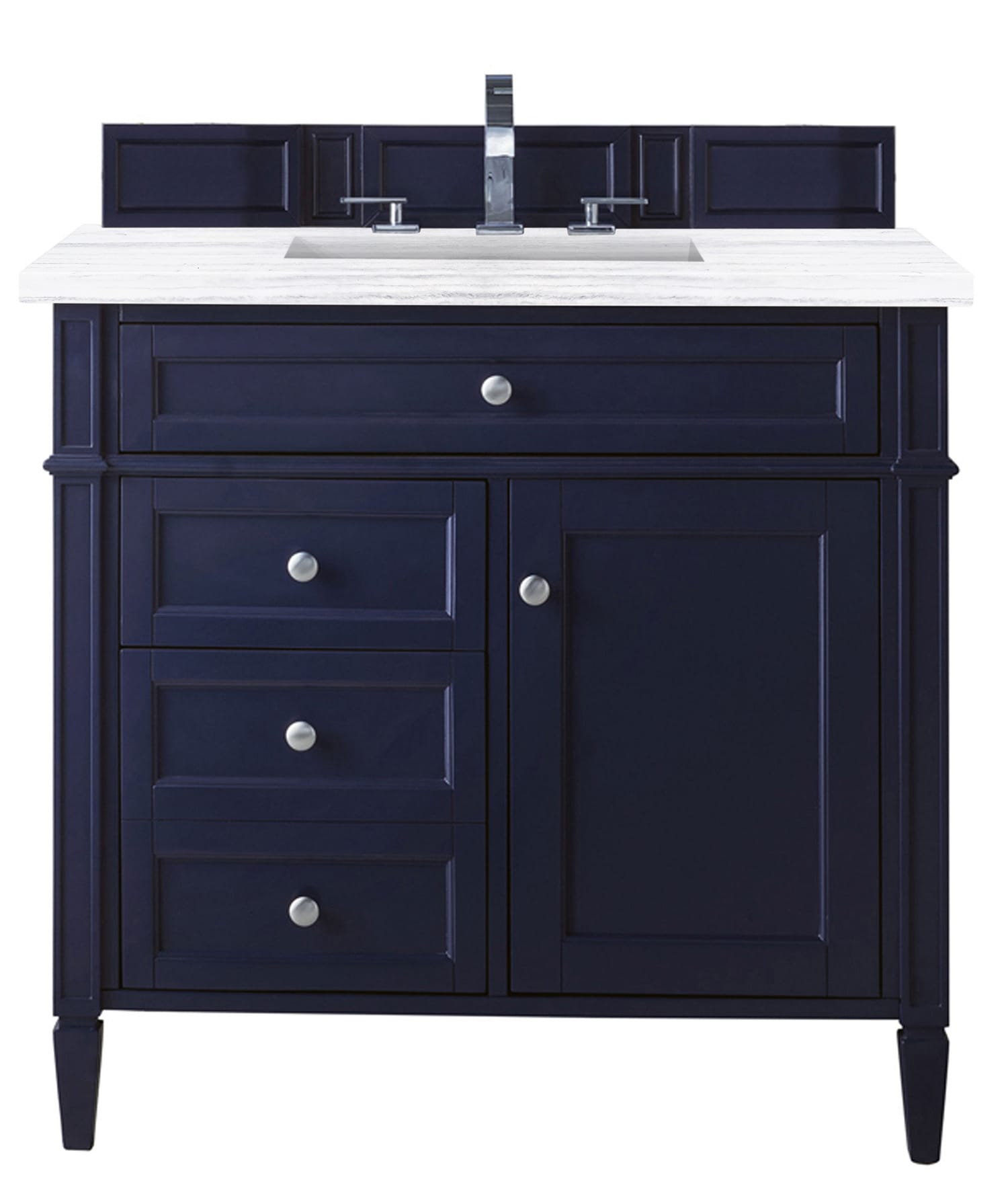 James Martin Vanities Brittany 36-in Victory Blue Single Sink Bathroom  Vanity with Carrara White Marble Top in the Bathroom Vanities with Tops  department at