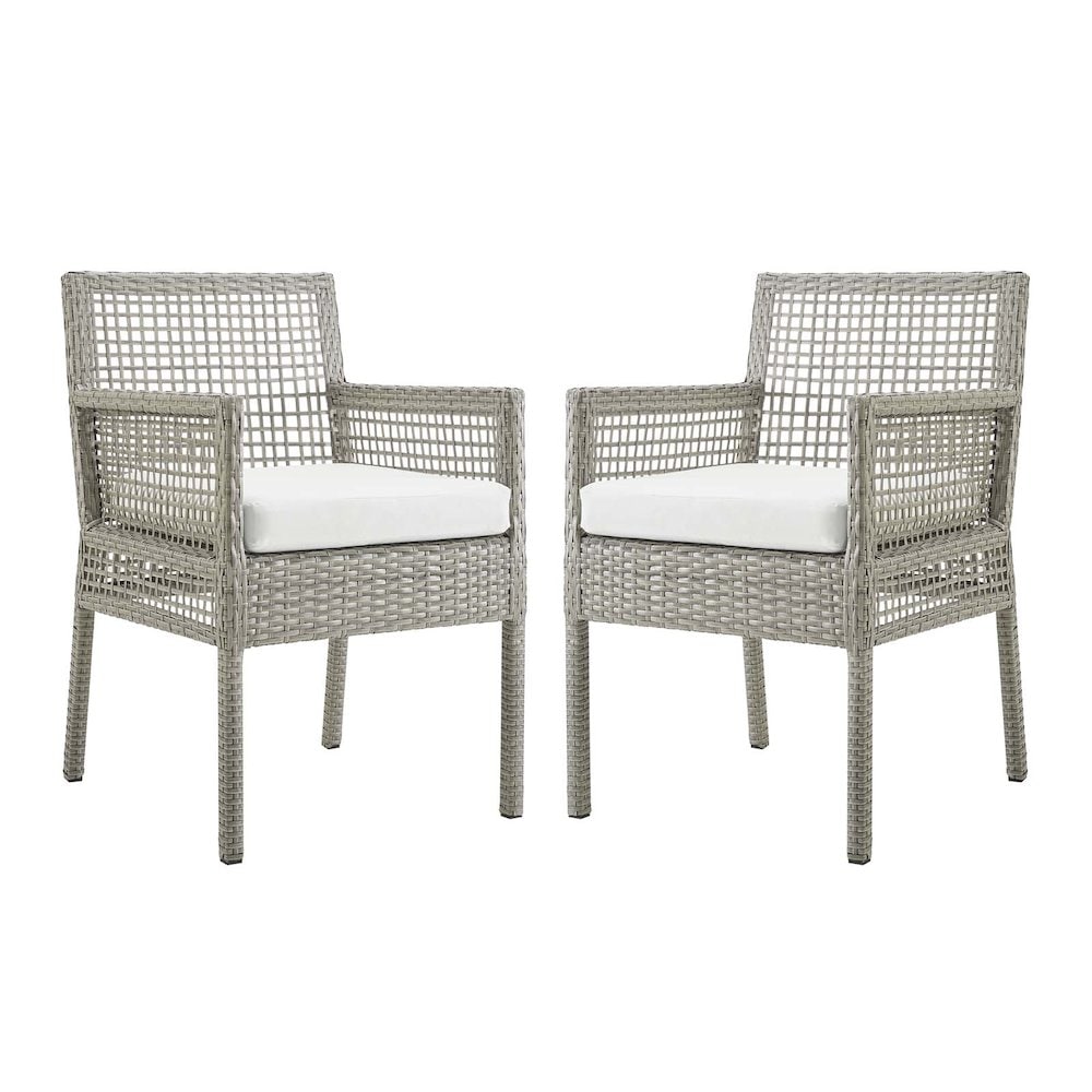 Modway BG3133878 Aura Outdoor Patio Wicker Rattan Dining Armchair Set of 2