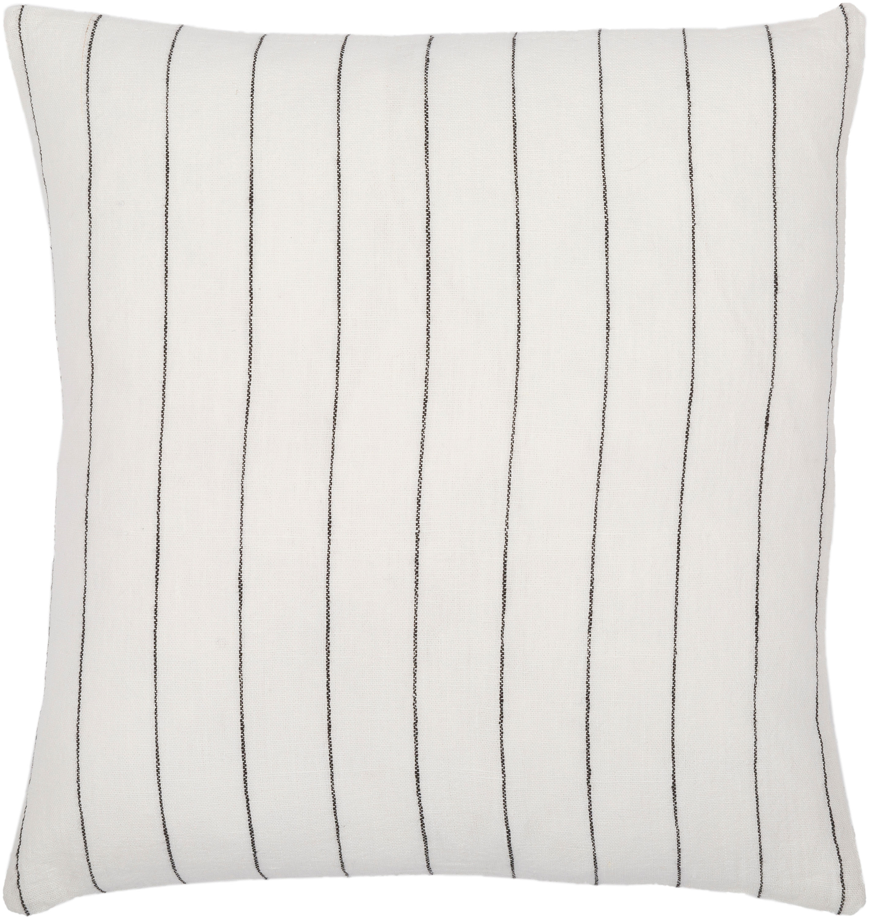 Surya LNB001-2222D Linen Stripe Buttoned 22-in x 22-in Black/White Indoor Decorative Pillow