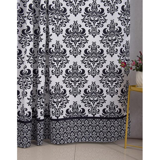 Black Geometric Shower Curtain, Cream Black And White Shower Curtain