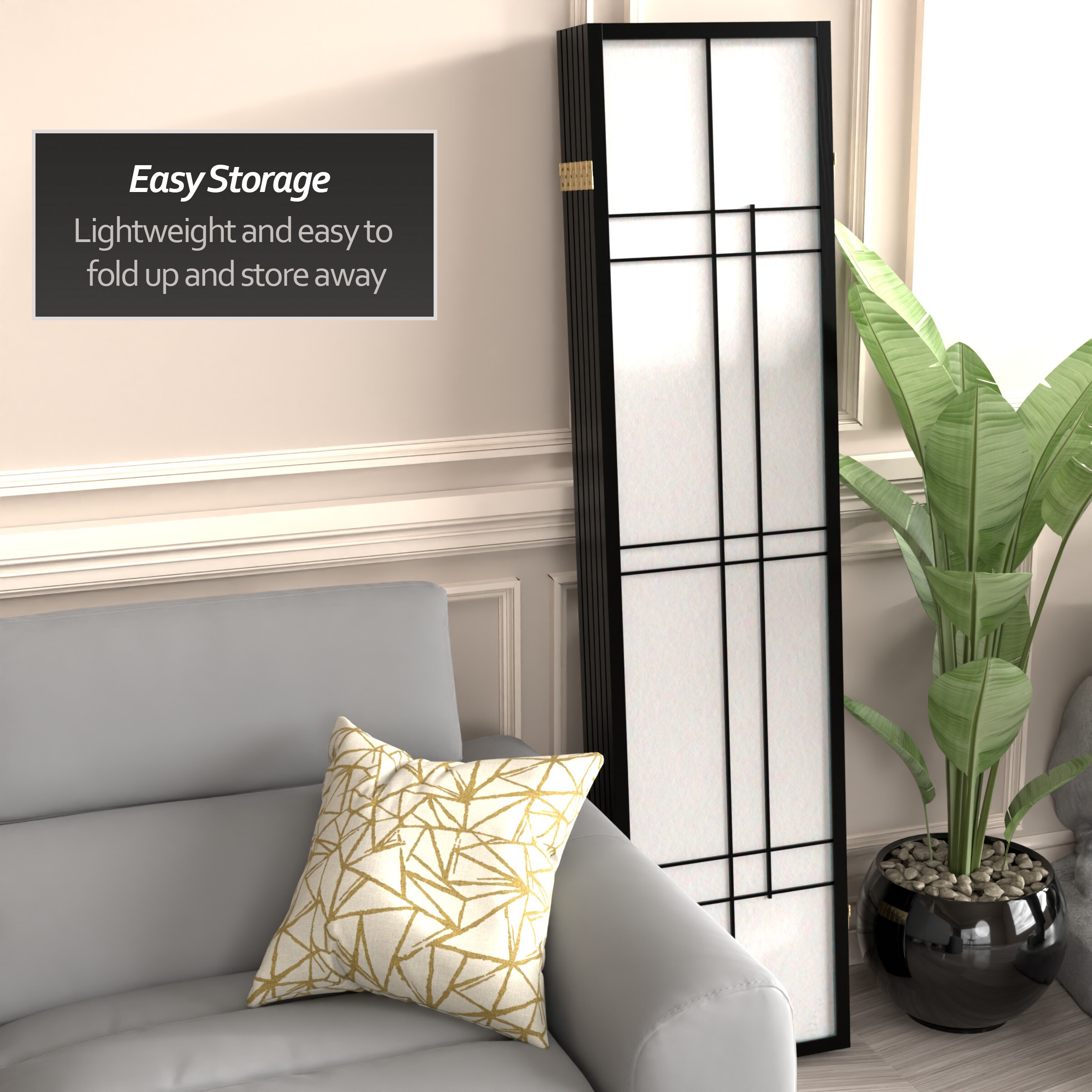 Oriental Furniture CEUD-6P-BLK Indoor-Privacy-Screens - View #5