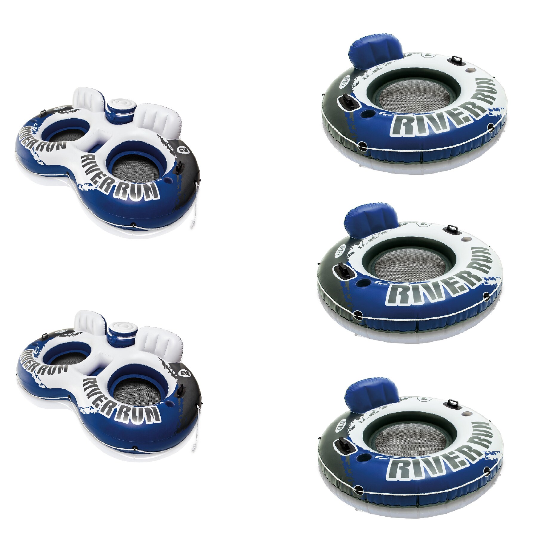 Intex 172916 95.5-in x 62-in 2-Seat Multiple Colors Inflatable Raft 5-Pack