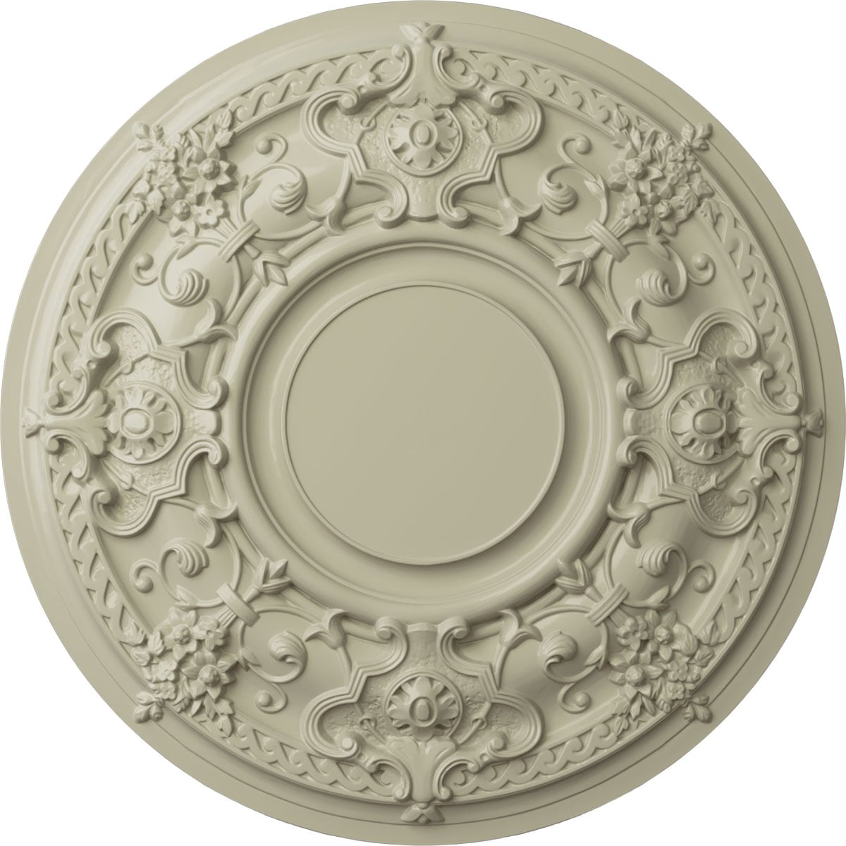 Ekena Millwork CM32JACYF Jackson 32.75-in W x 32.75-in L Painted Clear Yellow Polyurethane Whole Ceiling Medallion