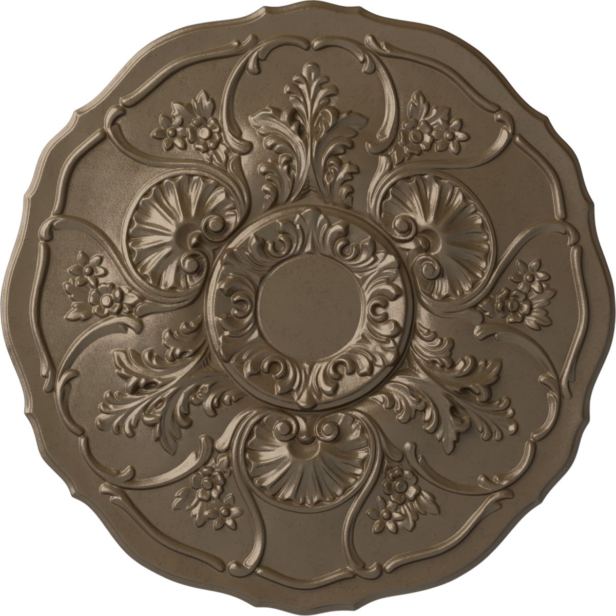 Ekena Millwork CM22CNWSS Cornelia 22.5-in W x 22.5-in L Painted Warm Silver Polyurethane Whole Ceiling Medallion