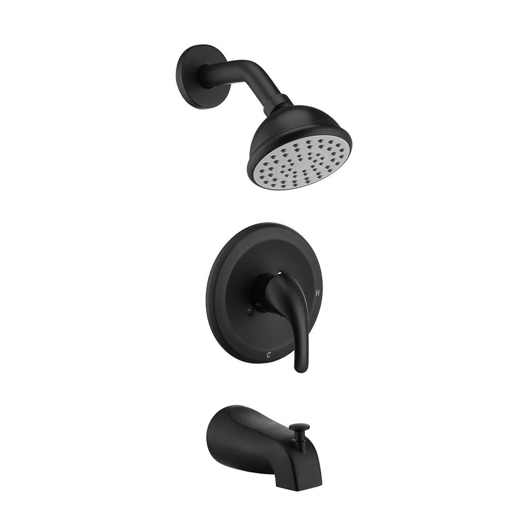 Mondawe MD-KL90172 Matte Black 7-in Built-In Shower Faucet System with 2-way Diverter ( Pressure-balanced Valve Included )