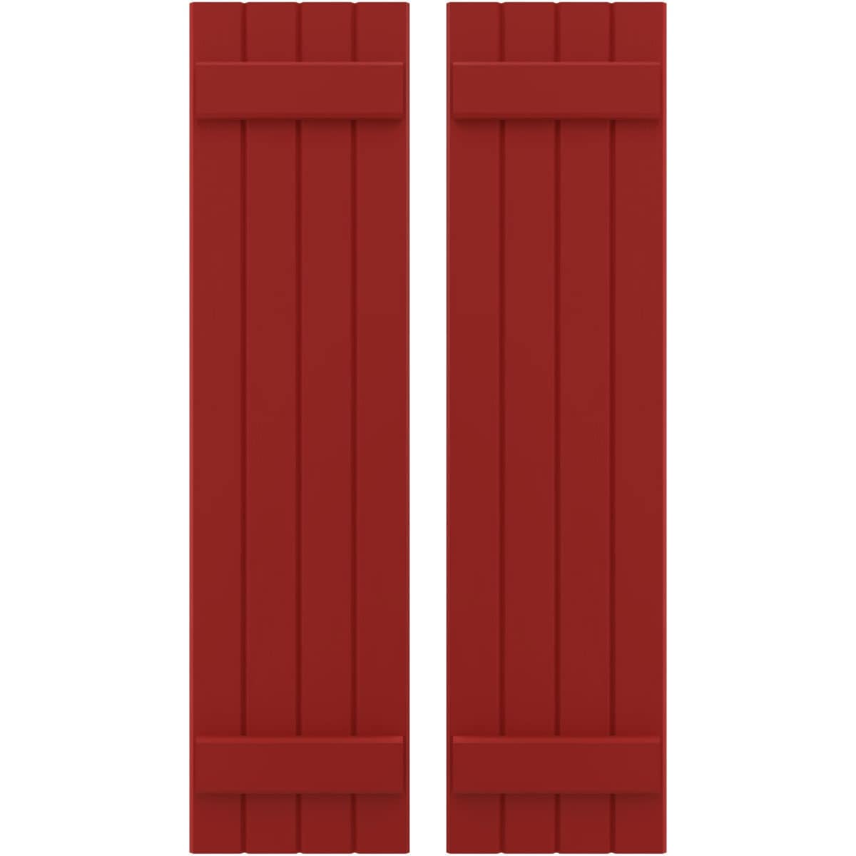 Ekena Millwork ARW101BB414X43BRH 14-in W x 43-in H Fire Red Paintable/Stainable Board and batten Z-bar Wood Exterior Shutters ( 2 -Pack )