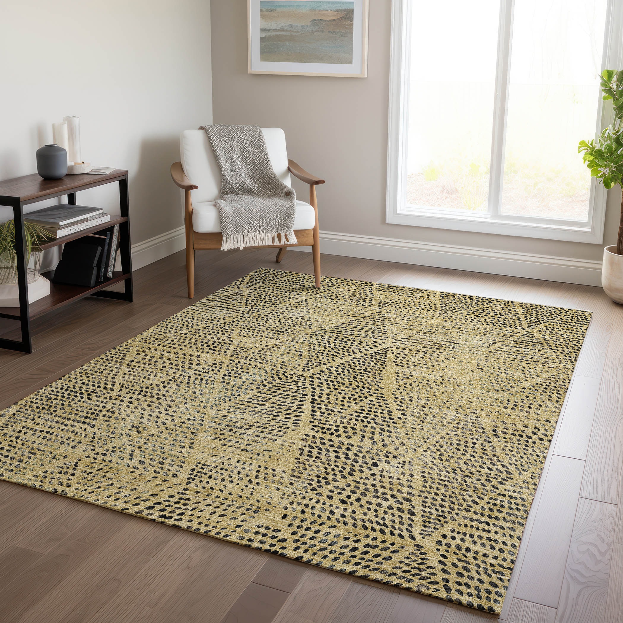 Addison Rugs ACN591GO30X46 Chantille ACN591GO 2 x 3 (ft) Polyester Gold Rectangular Indoor/Outdoor Geometric Machine washable Area rug