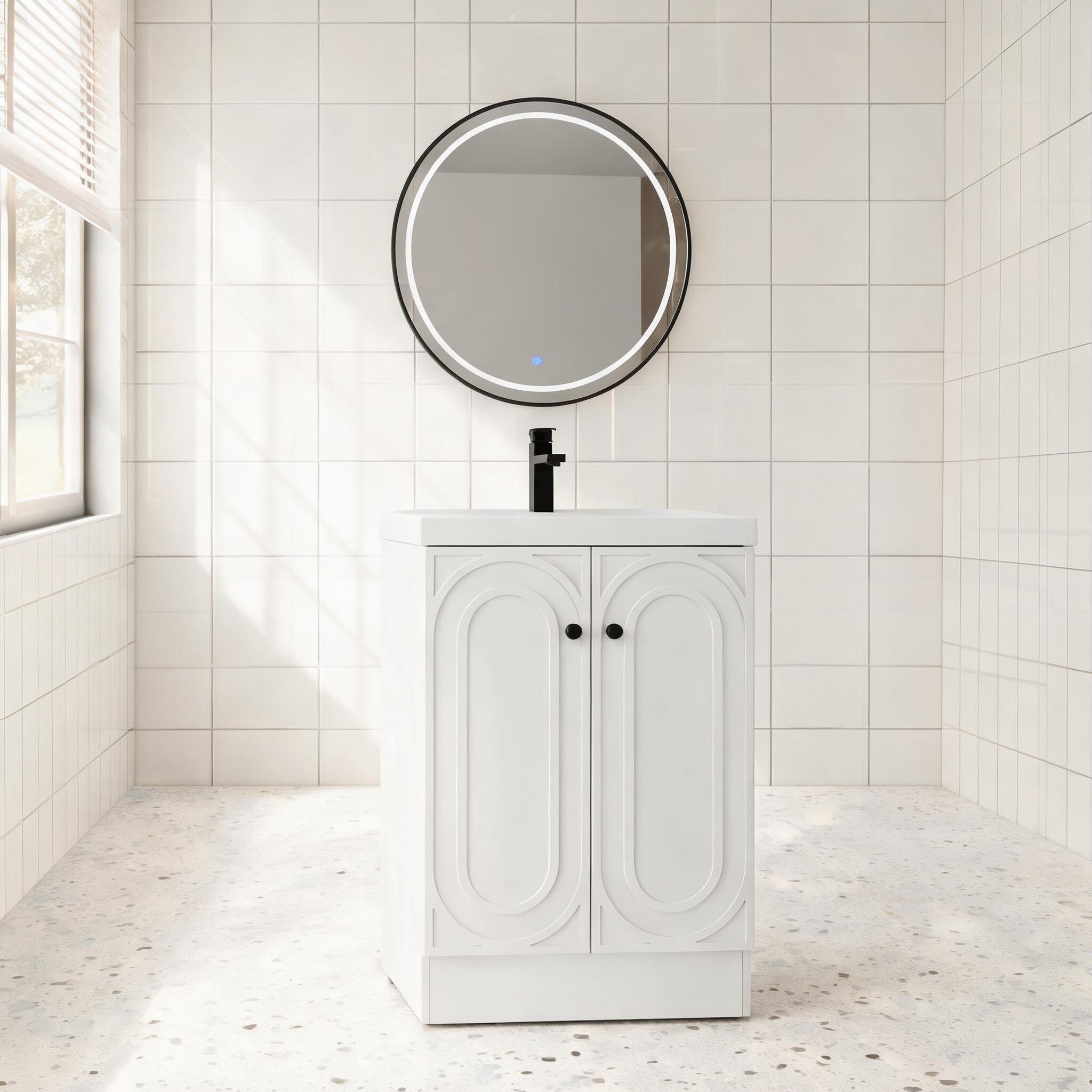 Watnature Storage-Focused 24 Inch Modern Freestanding Bathroom Vanity ...