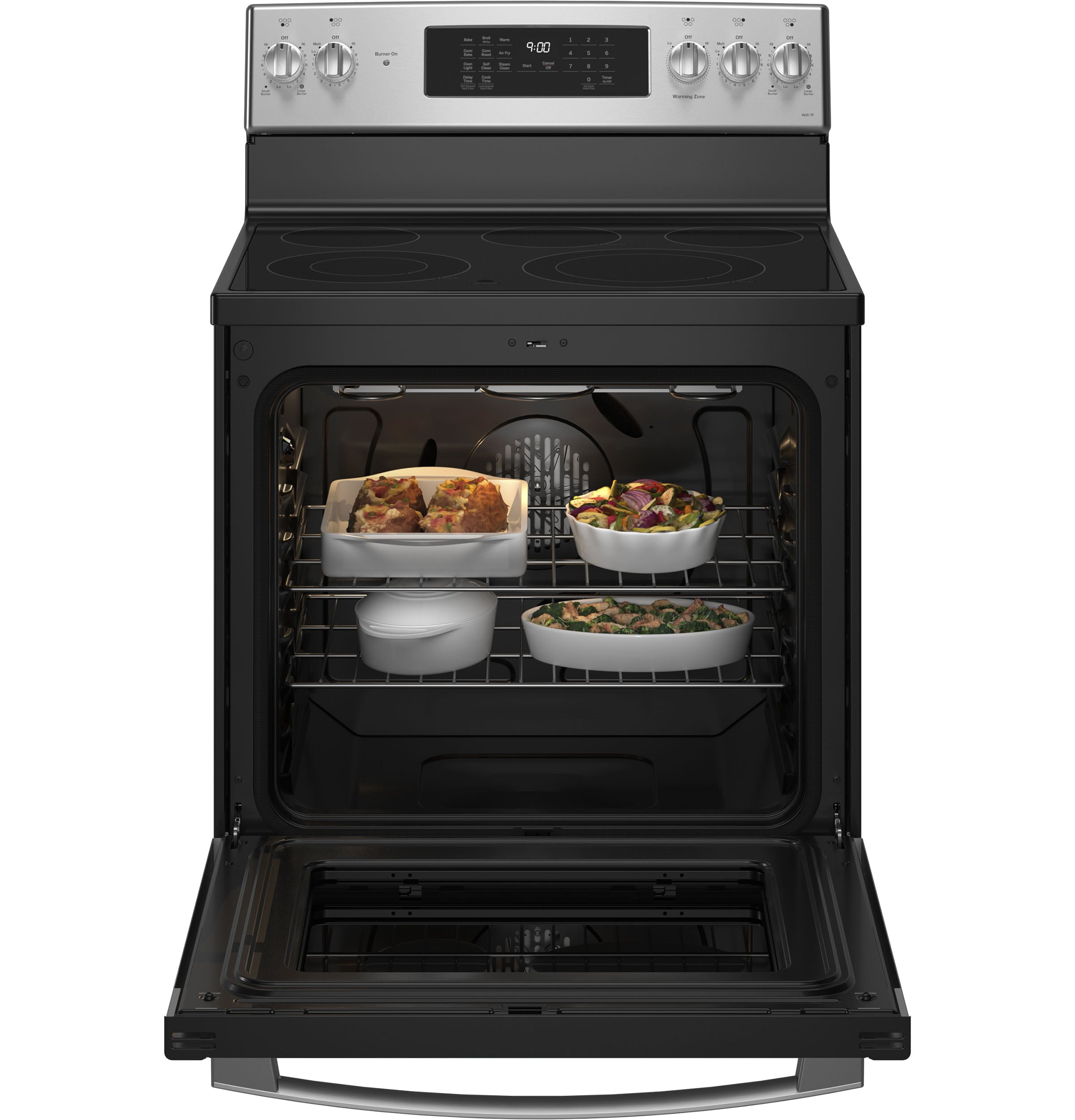 GE Profile 30-in Glass Top 5 Burners 6.2-cu ft Self & Steam Cleaning ...