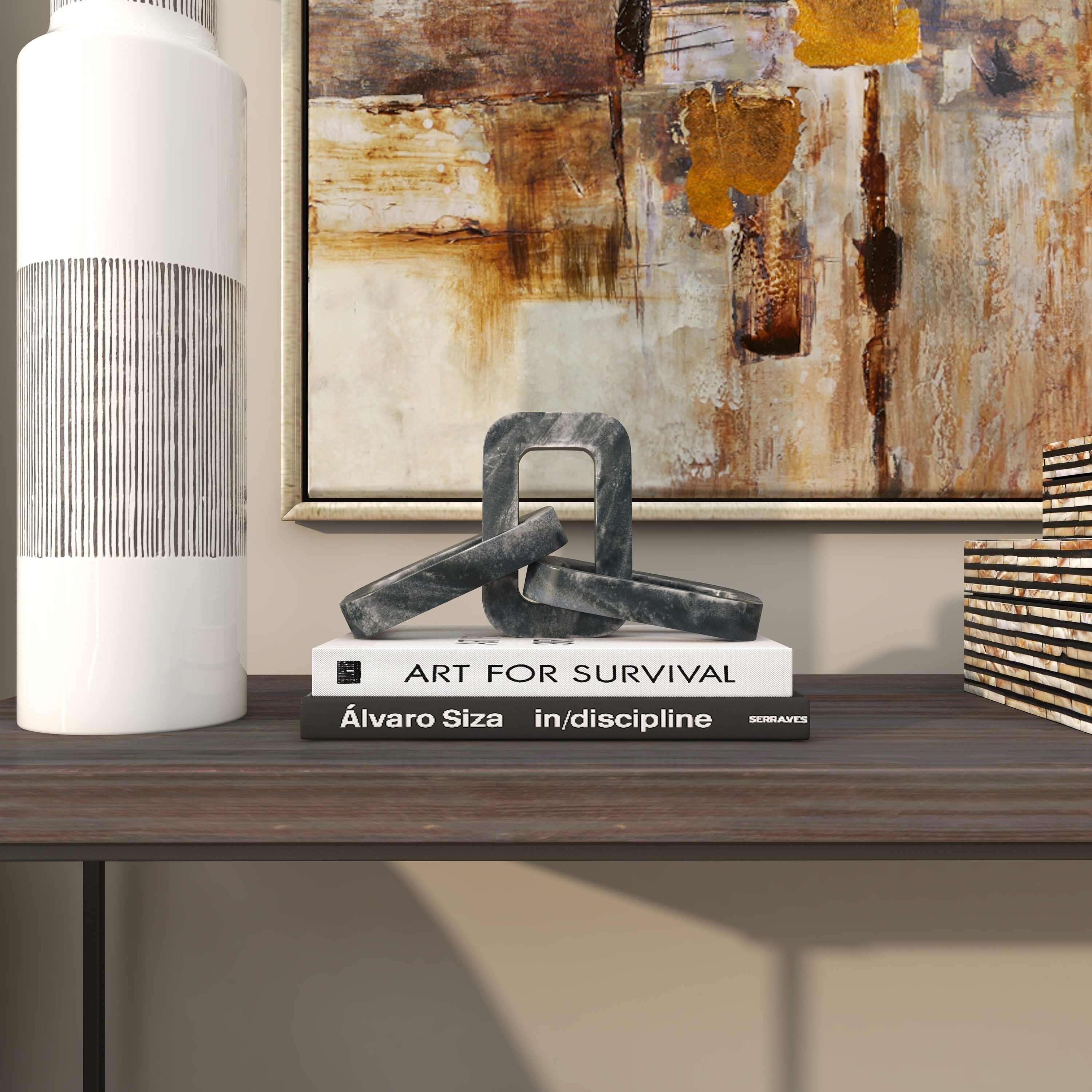 Grayson Lane 820011 Black Marble Modern Sculpture