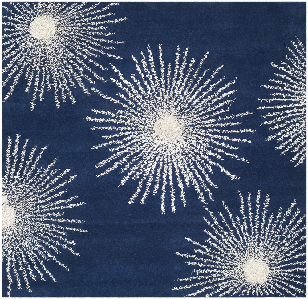 Safavieh SOH712M-6SQ Soho Starburst 6 x 6 (ft) Tufted Wool Dark Blue/Ivory Square Indoor Abstract Area rug