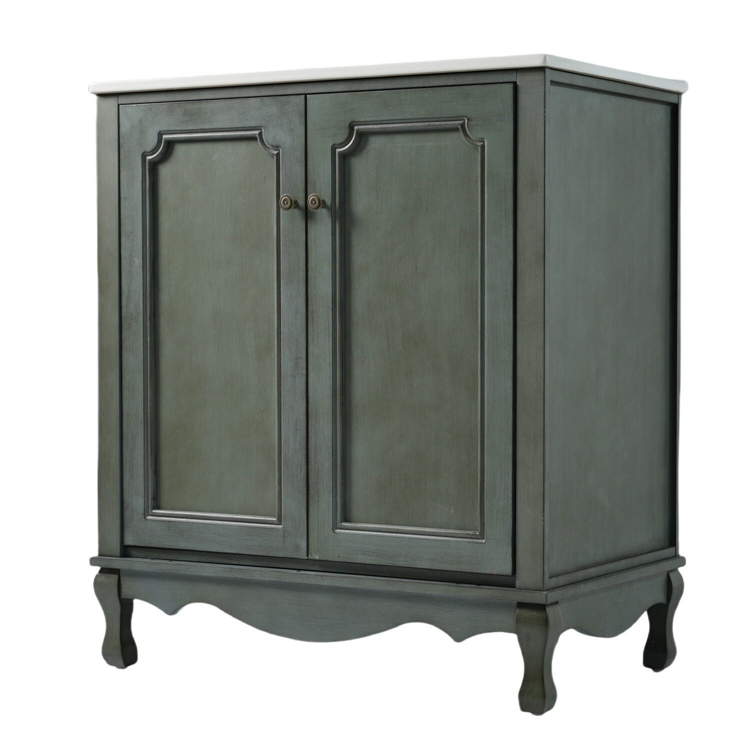 Vanityfus - 30 Inch Vintage Bathroom Vanity with Rectangle Ceramic Sink and Adjustable Shelves - ...